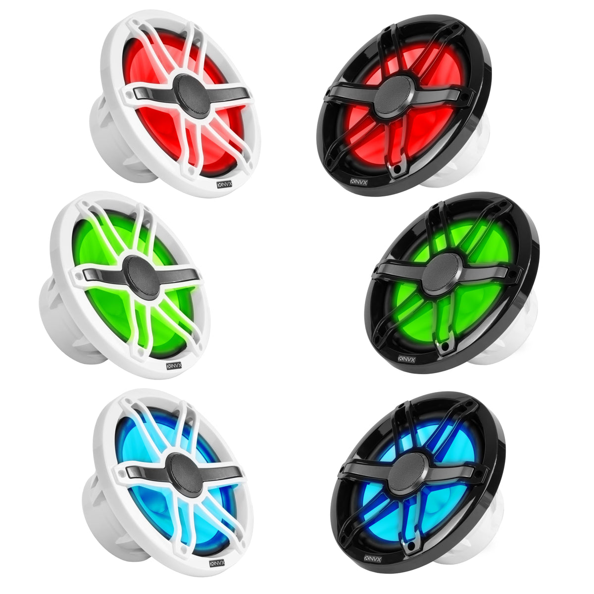 Altavoces Coaxiales Marinos NVX Blanco con Iluminación LED RGB para Barcos y Deportes Motorizados