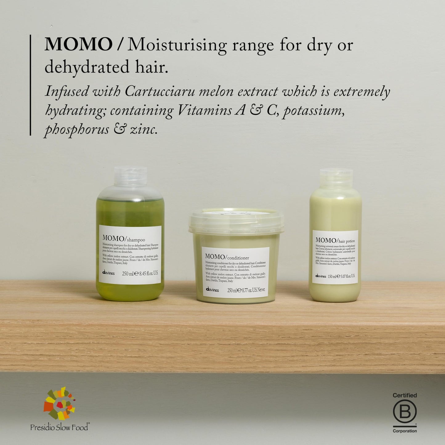 Davines Momo Moisturizing Shampoo for Dry and Dehydrated Hair, 8.45 Fl Oz