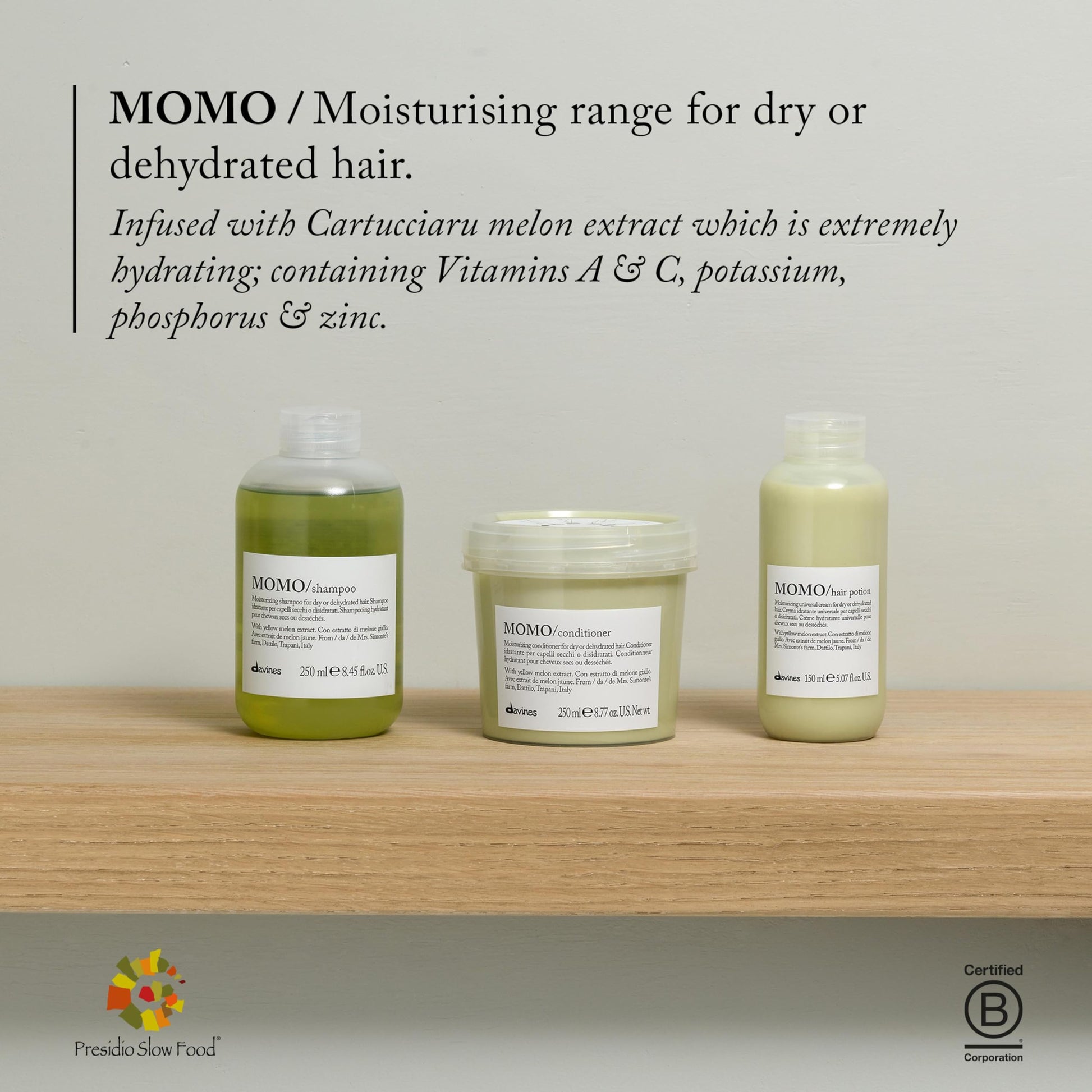 Davines Momo Moisturizing Shampoo for Dry and Dehydrated Hair, 8.45 Fl Oz
