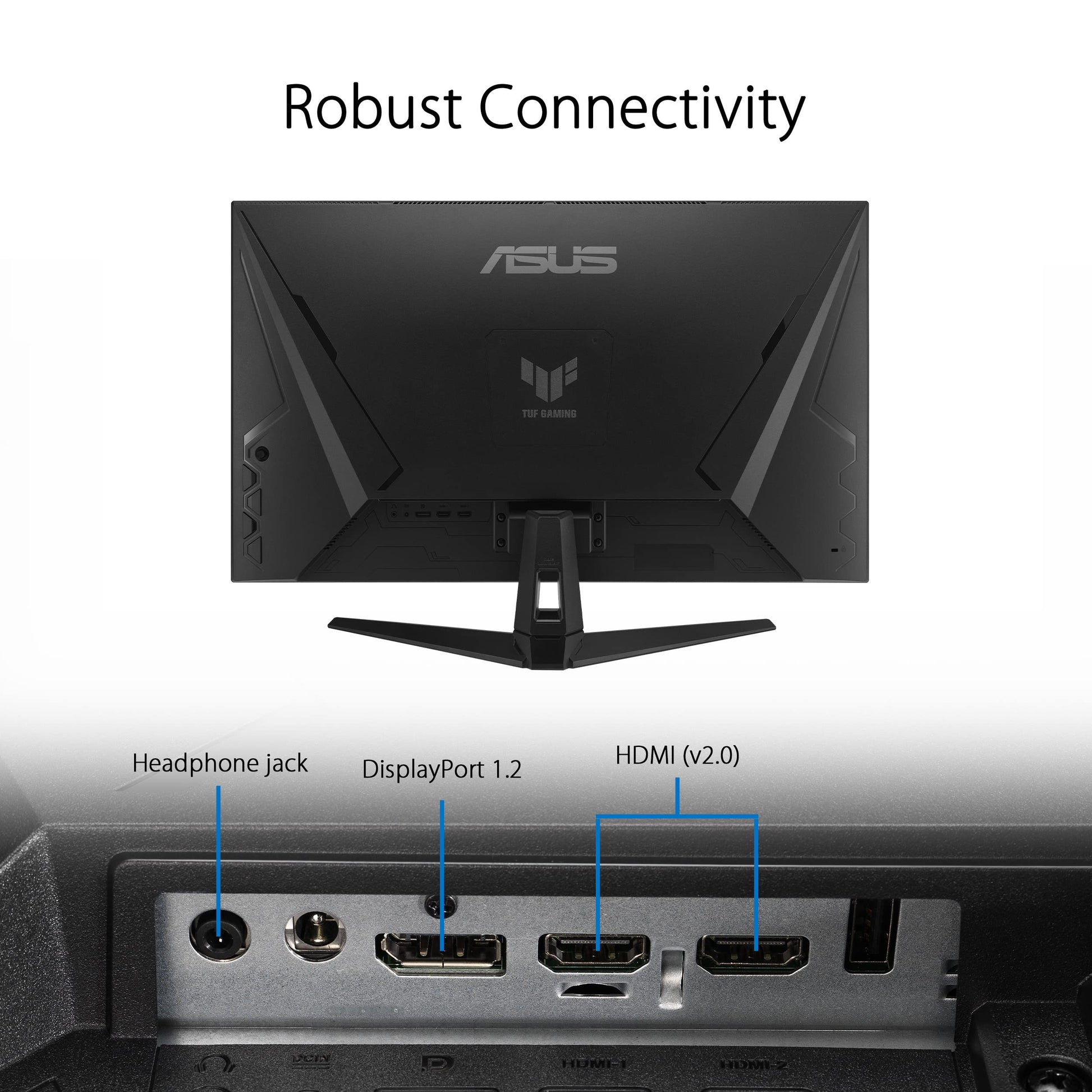 ASUS TUF Gaming Monitor HDR de 31.5" 1440P (VG32AQA1A) - QHD (2560 x 1440), 170Hz, 1ms, Extreme Low Motion Blur, FreeSync Premium, DisplayPort, HDMI, HDR-10, Shadow Boost, VESA Montaje en pared, negro