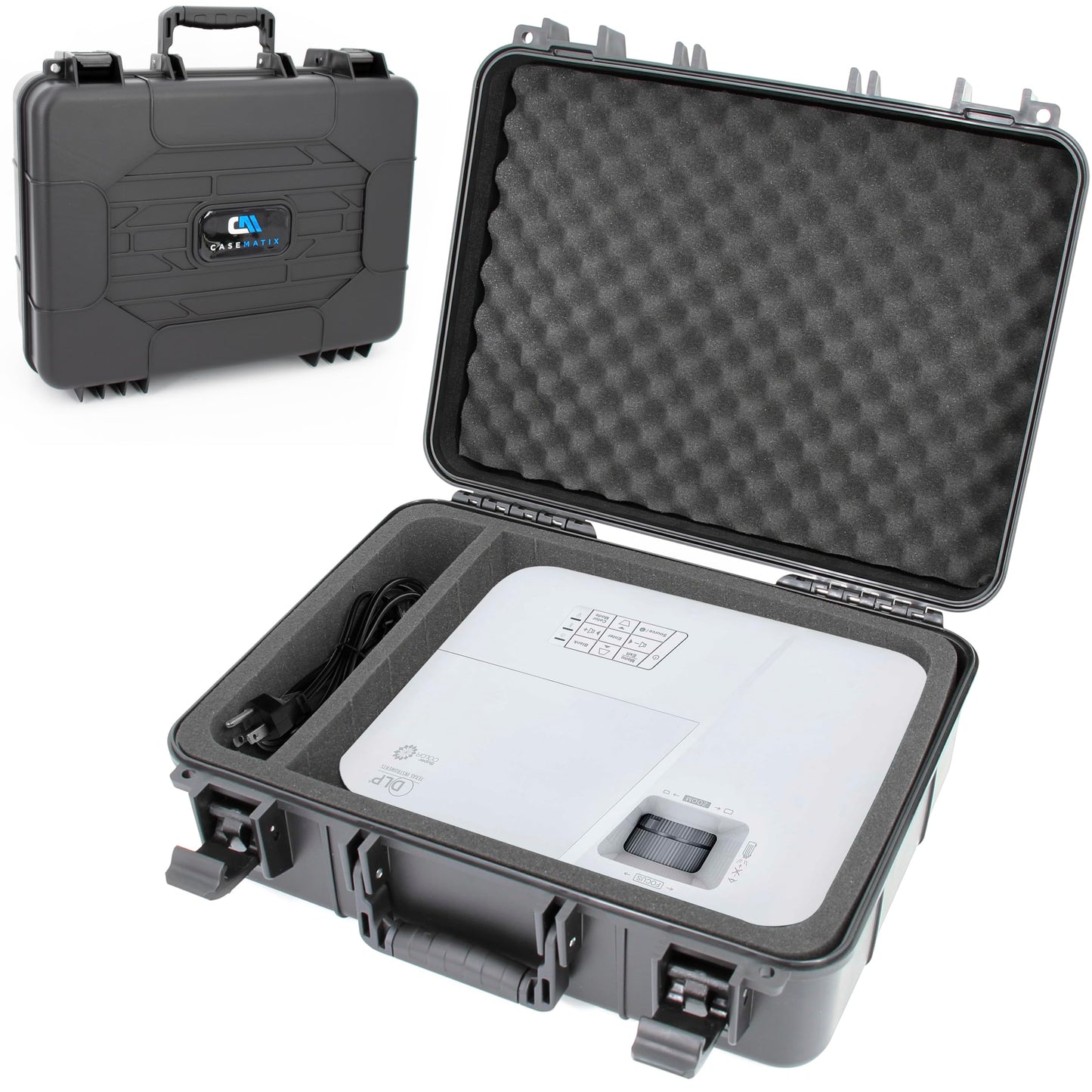 CASEMATIX Projector Travel Case Designed For Viewsonic PA503S / PA503W / PA503X / PG703W / PG703 WXGA XGA SVGA Projectors, HDMI Cable and Remote - Custom Foam Compartment and Hard Shell Protection