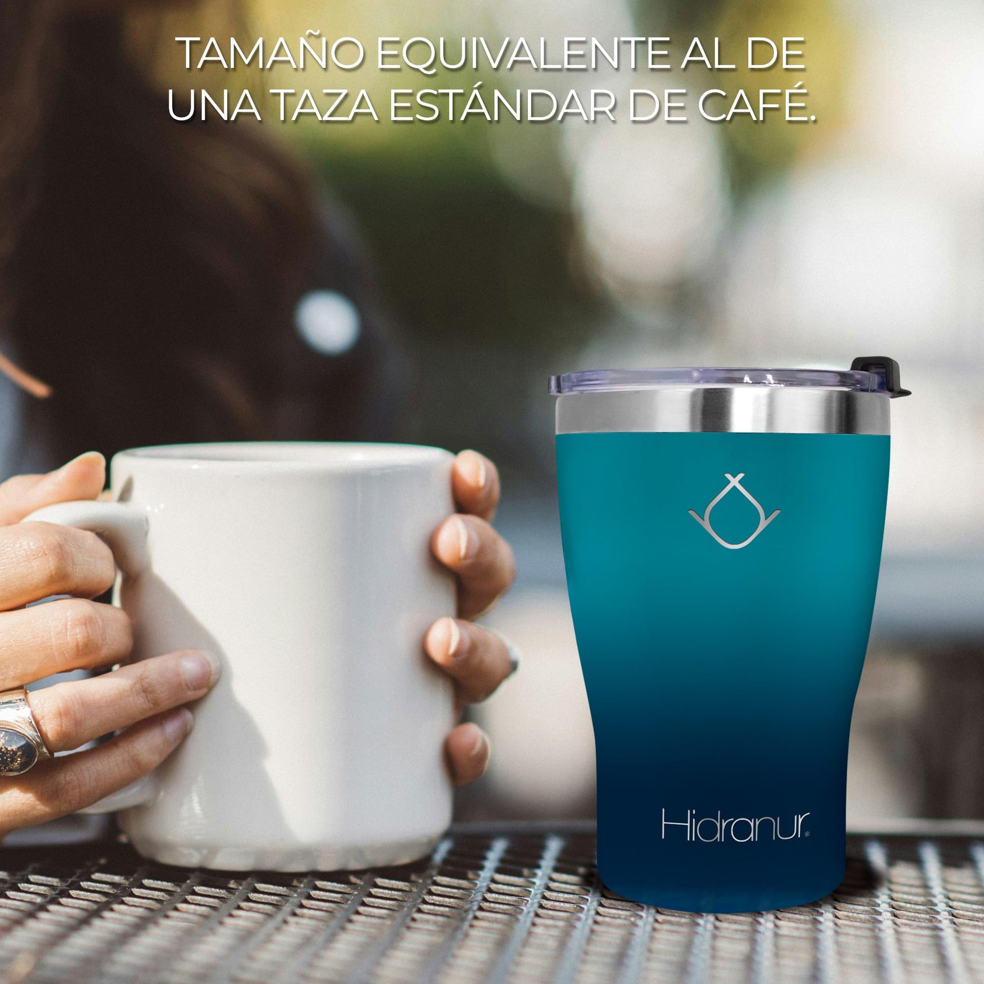 Hidranur Termo de Acero Inoxidable Doble Aislamiento Térmico, 12 Oz (354.882 ml), Termo para Café, Tapa Hermética Antifugas, Popote Incluido (Verde, 12 Oz (354.882 ml))