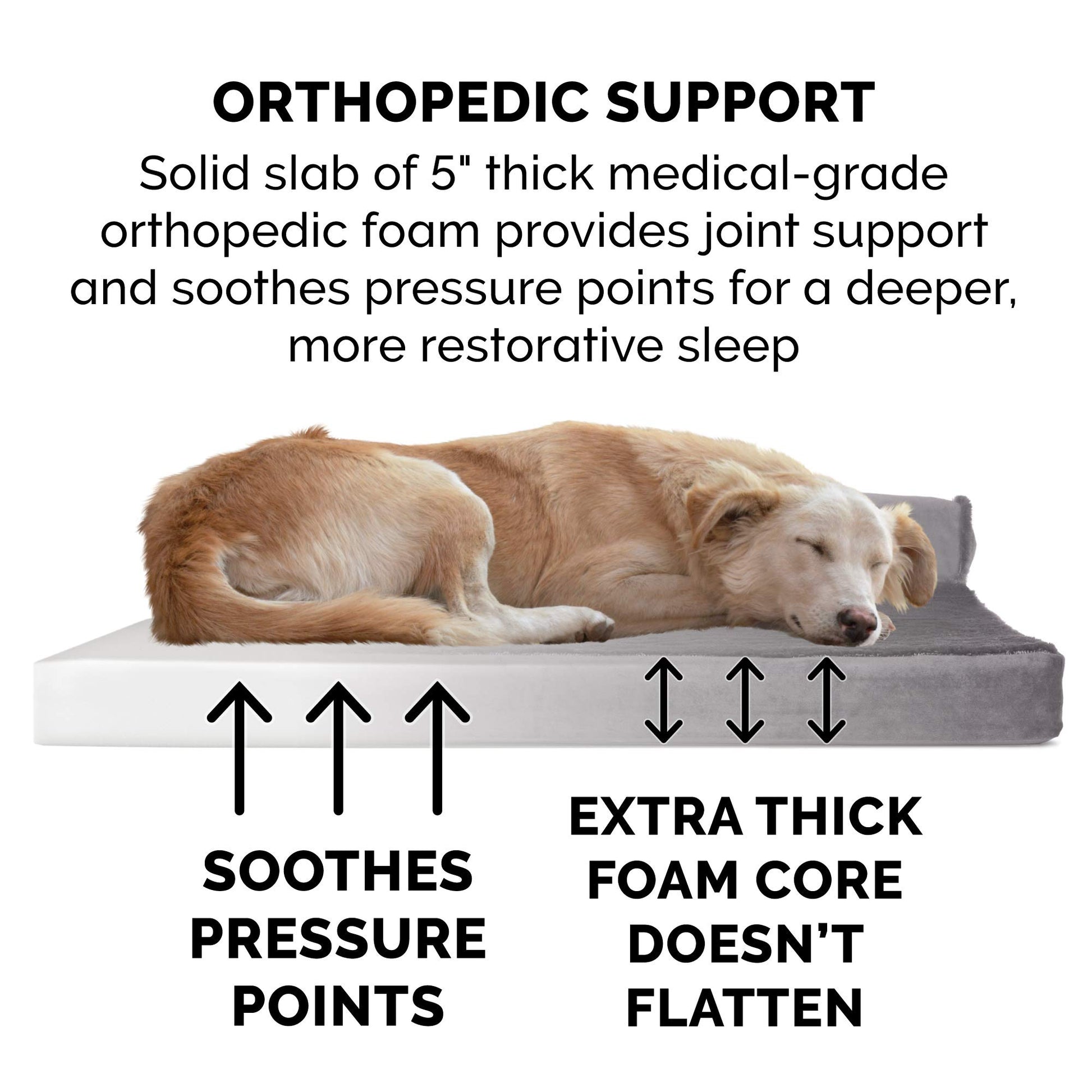 Furhaven XXL Orthopedic Dog Bed Plush & Velvet L Shaped Chaise w/Removable Washable Cover - Platinum Gray, Jumbo Plus (XX-Large)