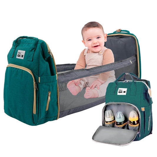 Mochila Moderna Térmica Con Cambiador Pañalera Multifuncional, Bolso Pañales Gran Capacidad, 15 Compartimientos Organizadores Moderna Bolsa de Pañales … (Verde.)-#11001001013101010502#