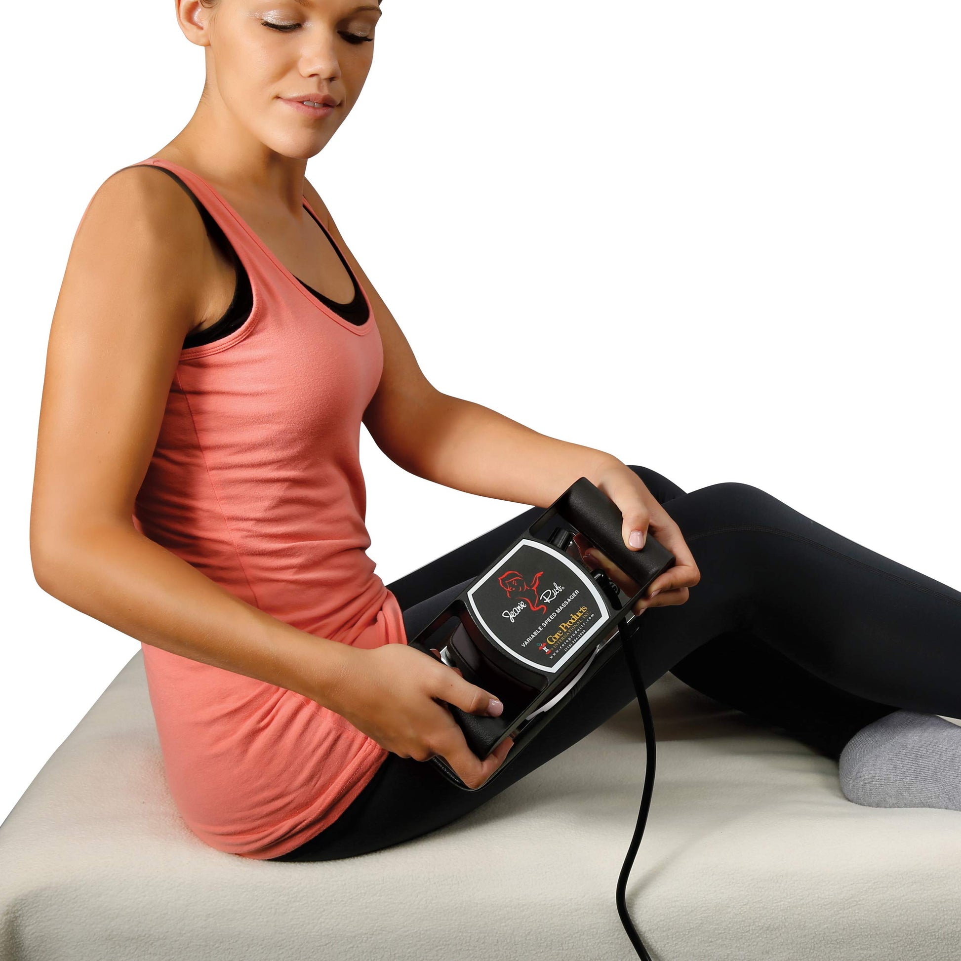 Jeanie Rub Masajeador Deluxe Paquete para profesionales de la salud y terapeutas de masaje con funda de forro polar y accesorio paraspinal, negro