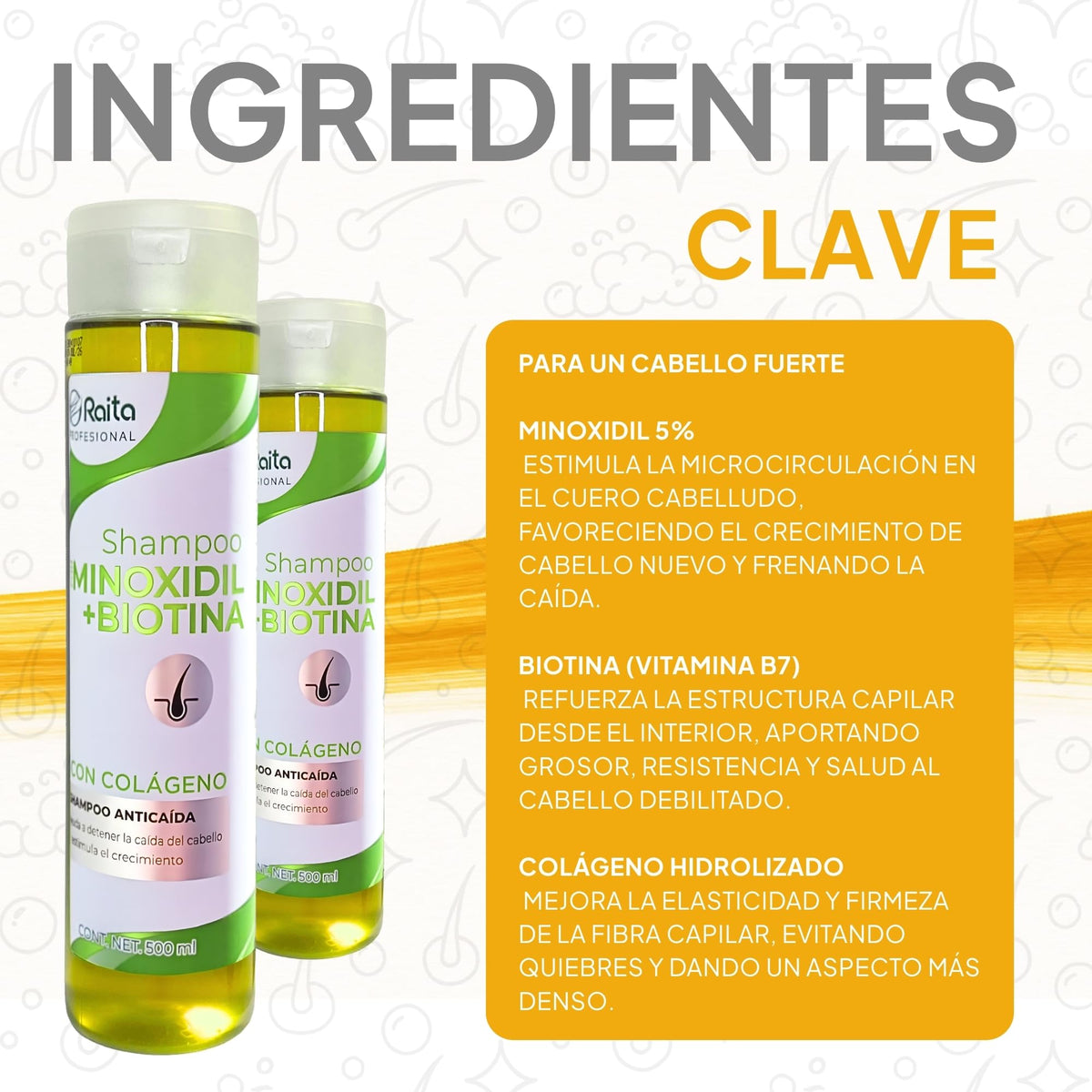 Shampoo Crecimiento Cabello Anti Caída Ingredientes Naturales Alopecia Gran Eficiencia