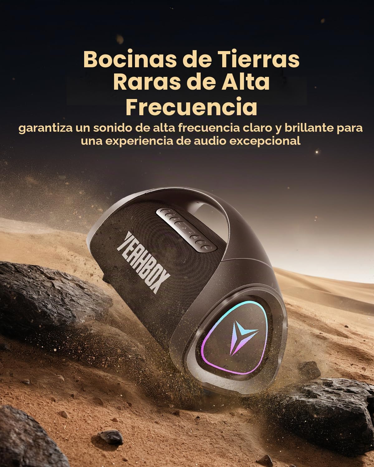 Altavoz Portátil Impermeable YEAHBOX Azul con Subwoofer y Carga Rápida para Fiestas