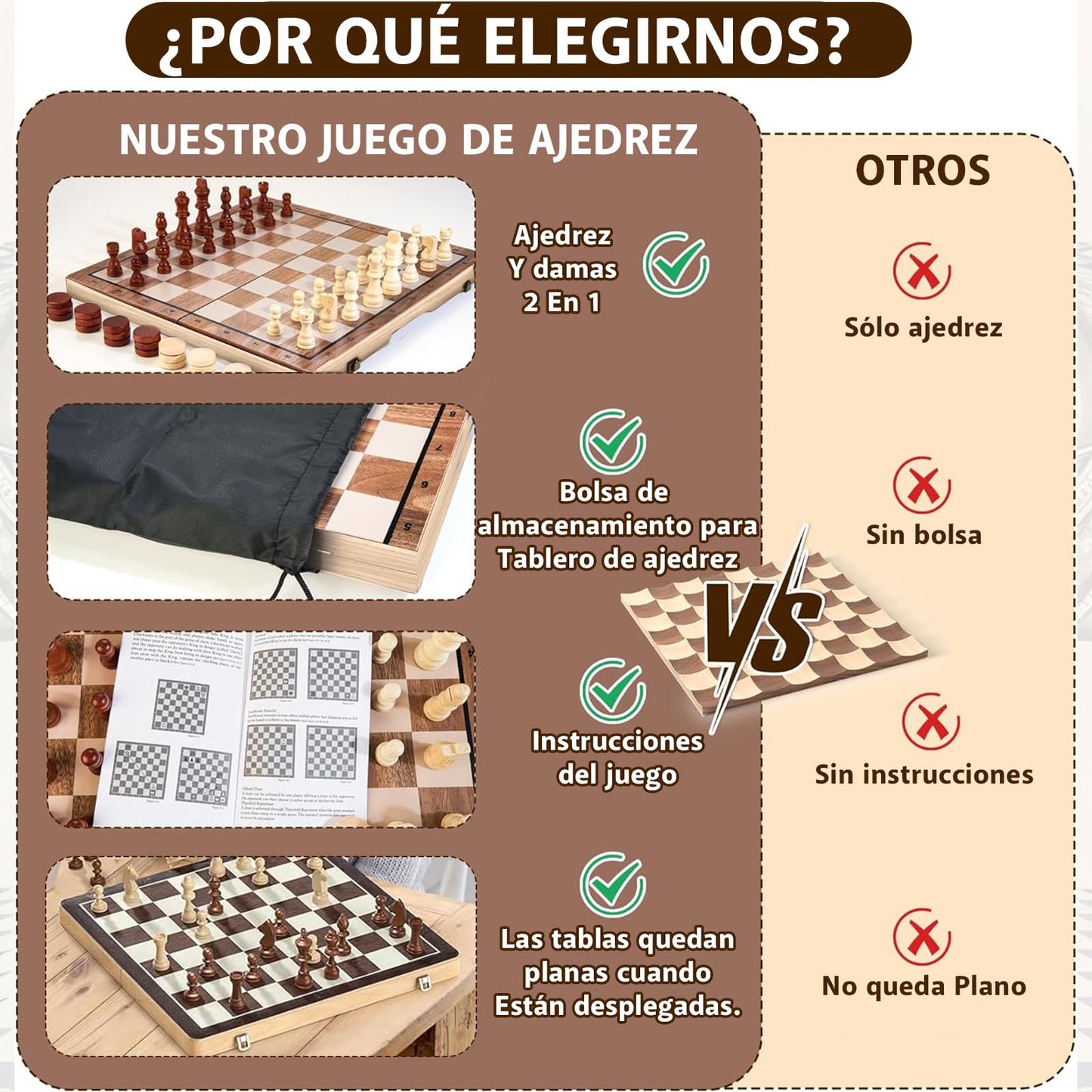 BYCRAY Ajedrez Profesional Magnético, Ajedrez + Damas Juego De Ajedrez Magnético 2 En 1 para Adultos y Niños con Bolsa de Almacenamiento y Caja de Almacenamiento (39x39cm)