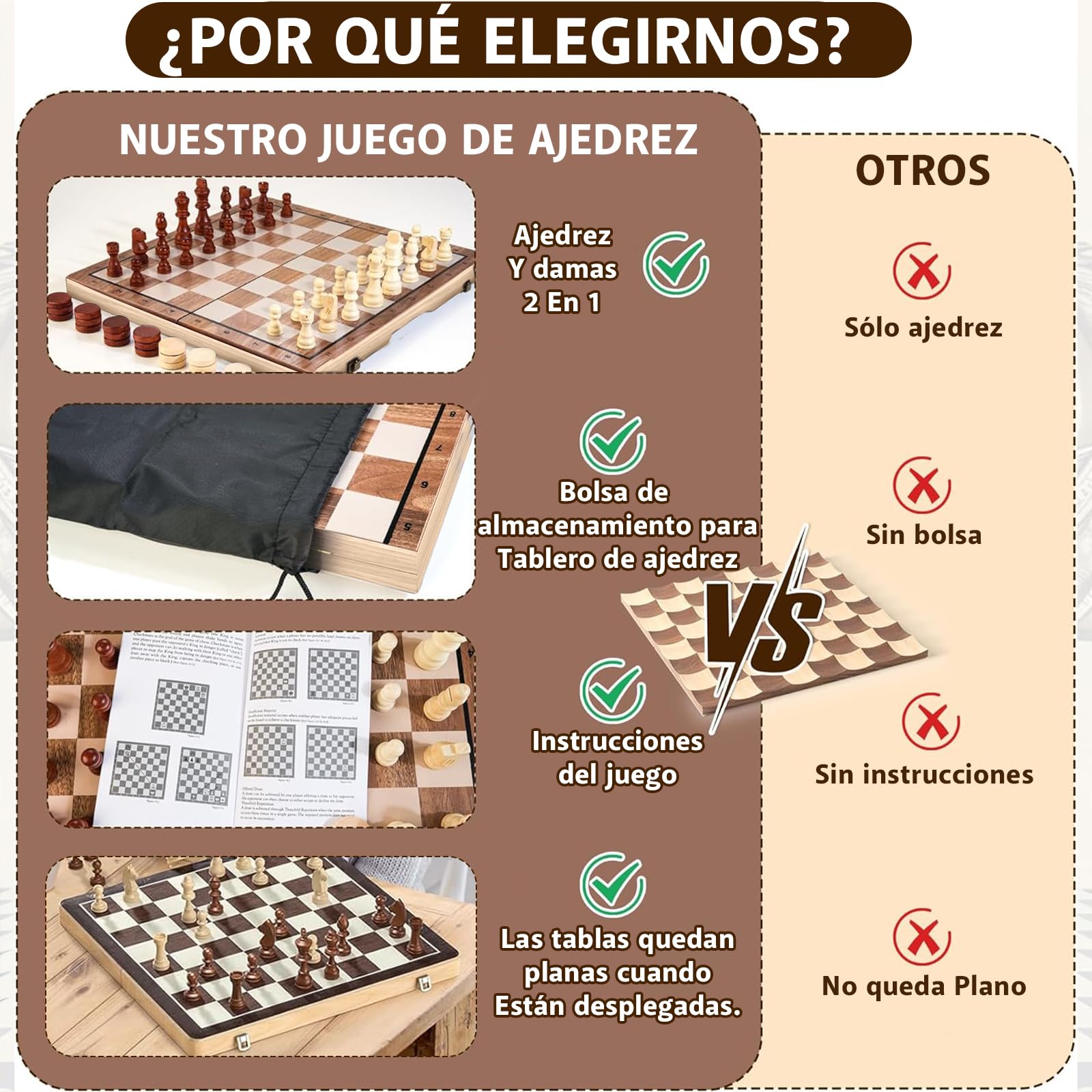 BYCRAY Ajedrez Profesional Magnético, Ajedrez + Damas Juego De Ajedrez Magnético 2 En 1 para Adultos y Niños con Bolsa de Almacenamiento y Caja de Almacenamiento (39x39cm)