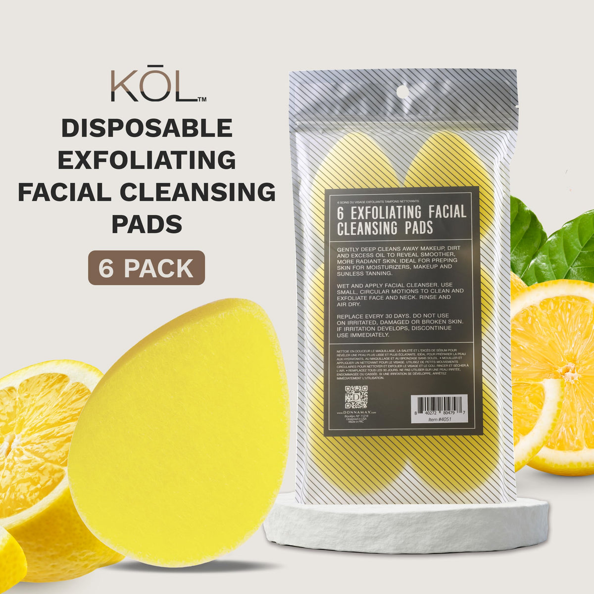 Limpiador Facial Exfoliante KOL Limón y Esponja Desechable