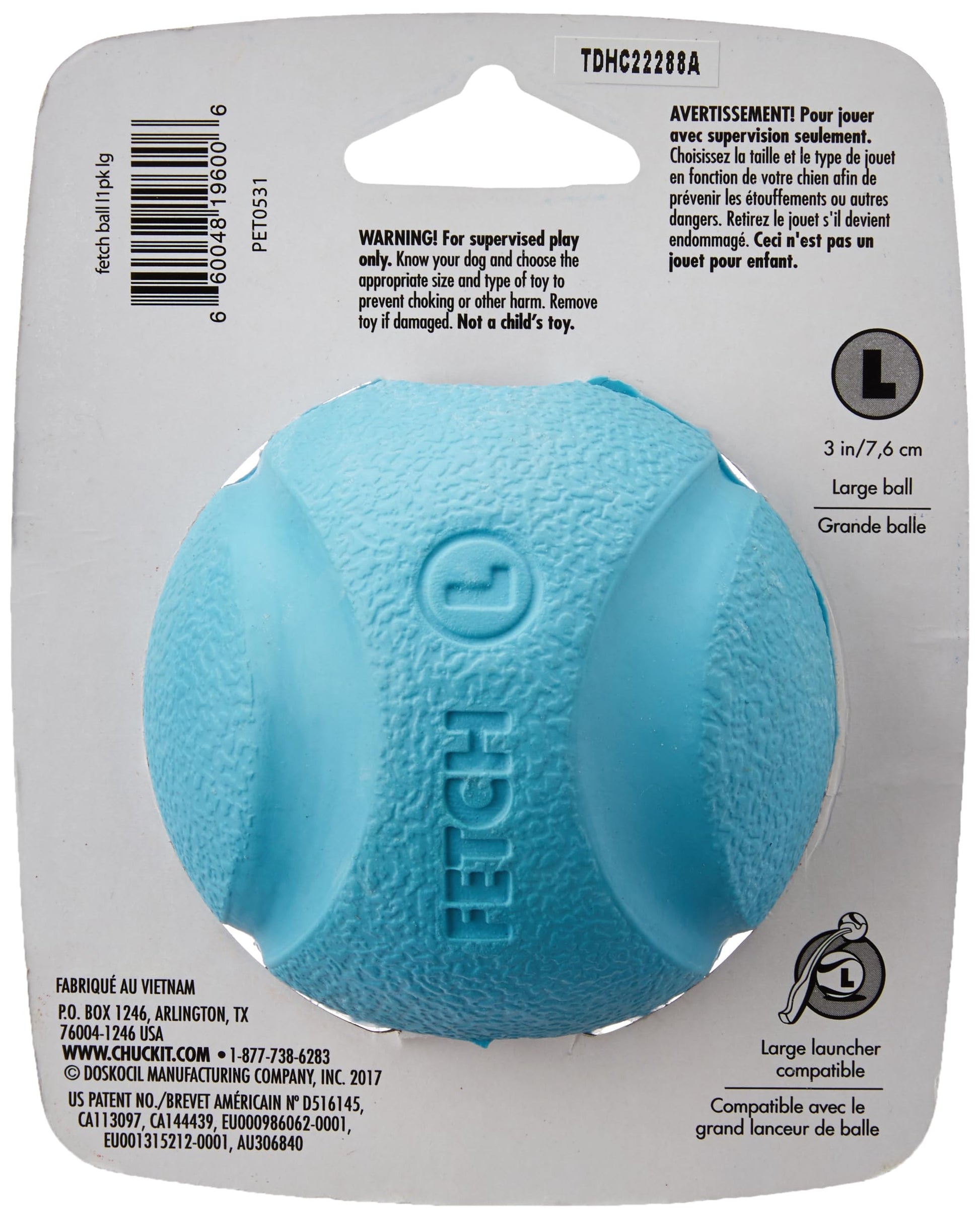 Chuckit! Bola de Goma de Rebote Alto, Grande (los Colores varían)