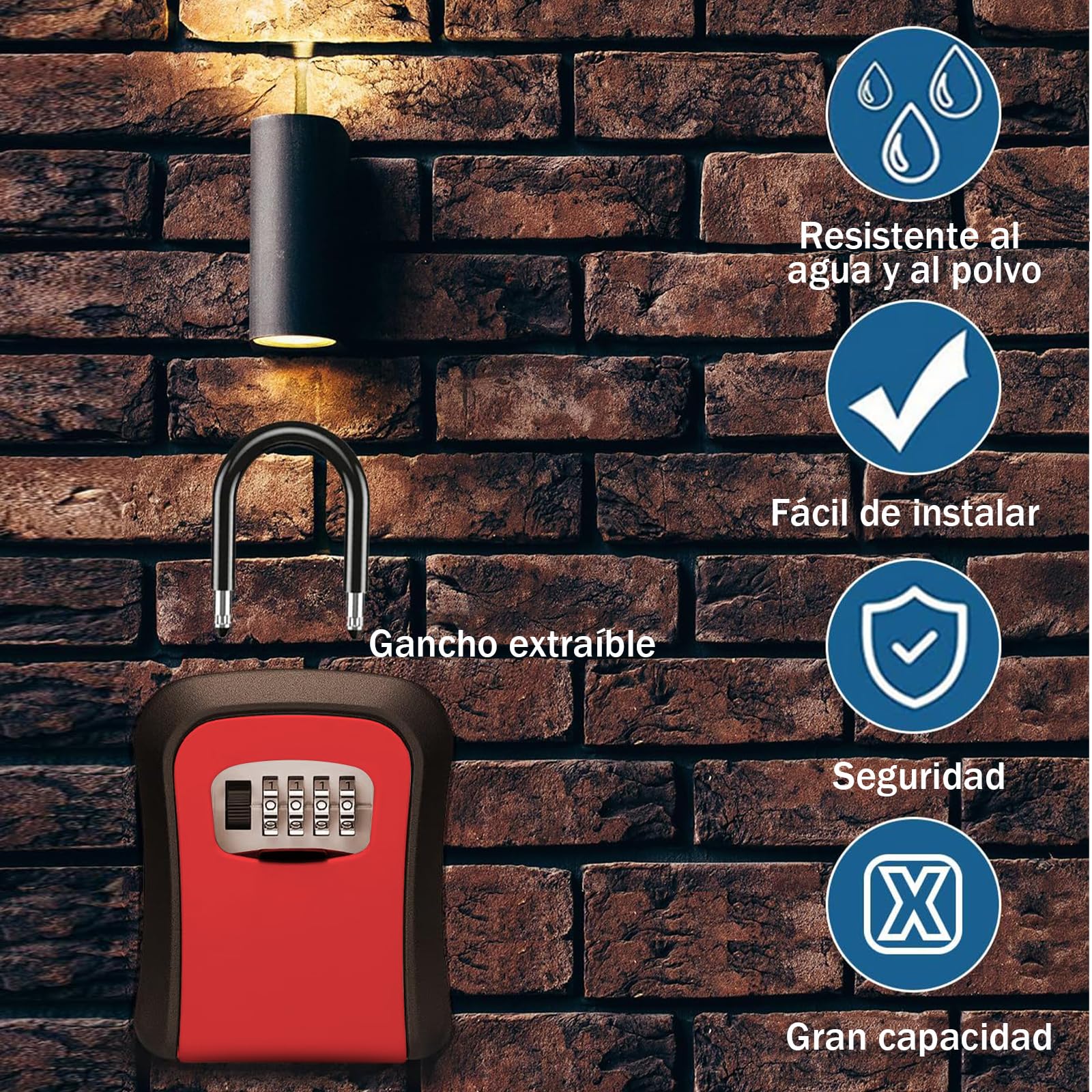 Caja Fuerte YEVDCVZX Roja Aleación con Candado de Combinación para Llaves