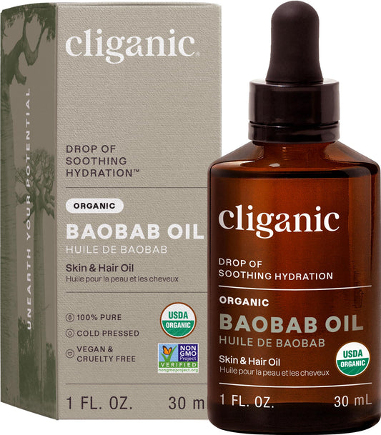 Cliganic Organic Baobab Oil, 30 Ml - Usda Certified - Non-gmo - Pure and Natural Face - Rich in Vitamin a e - Vegan, Cruelty-free - Cold-pressed - Ideal for All Skin Types