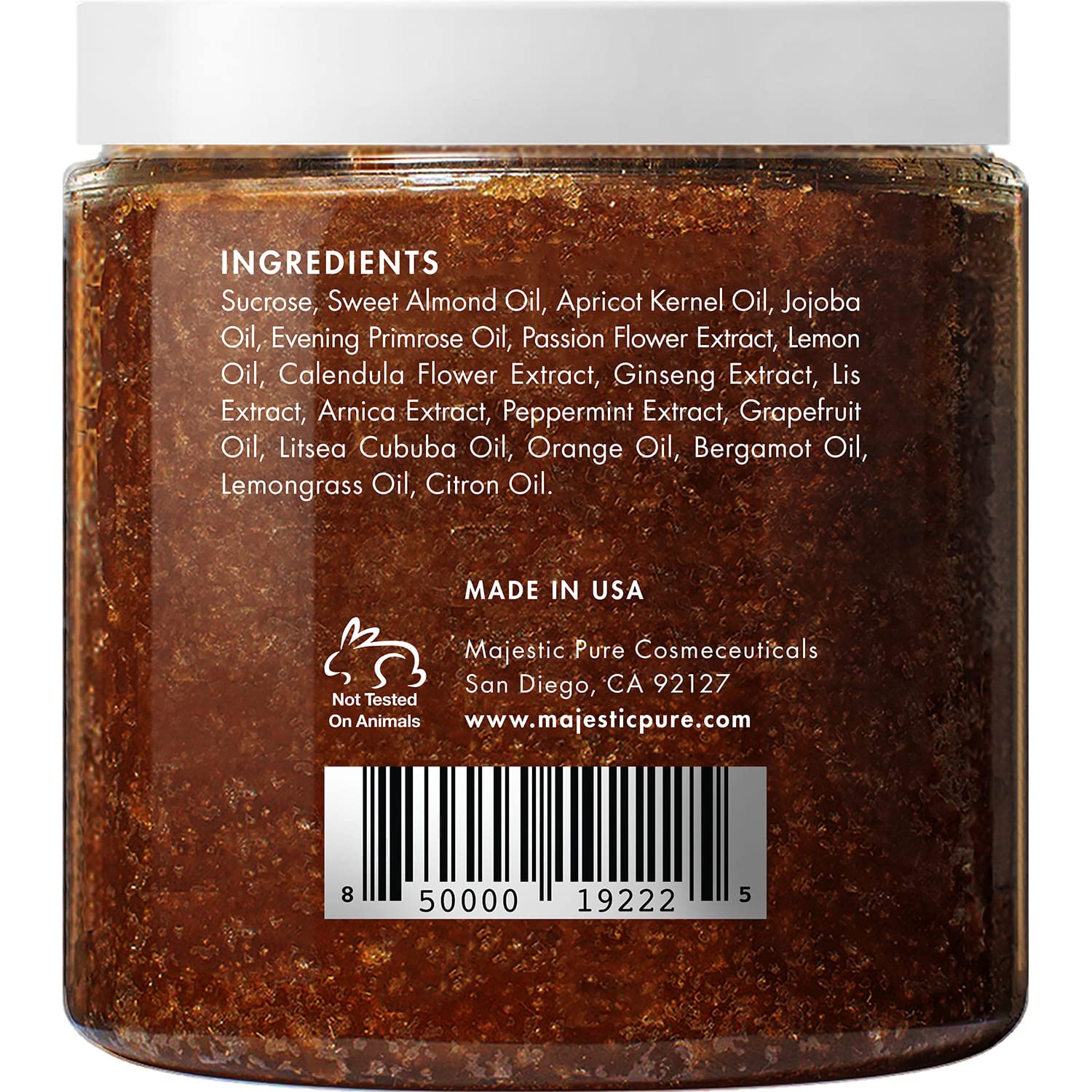 Majestic Pure Brown Sugar Scrub, Natural Exfoliator - Facial and Body Scrub for Cellulite, Stretch Marks, Acne, and Varicose Veins, 10 oz