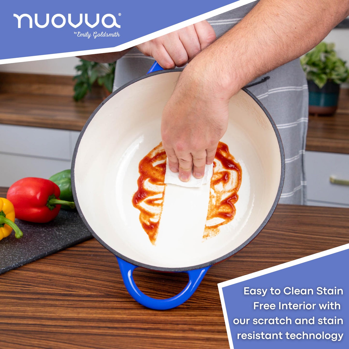 Nuovva - Olla holandesa de hierro fundido esmaltado con tapa - Cazuela de 7.3 cuartos de galón - Horno holandés de cerámica para hornear, asar, estofar y guisos, apto para horno hasta 500 °F - 30 cm