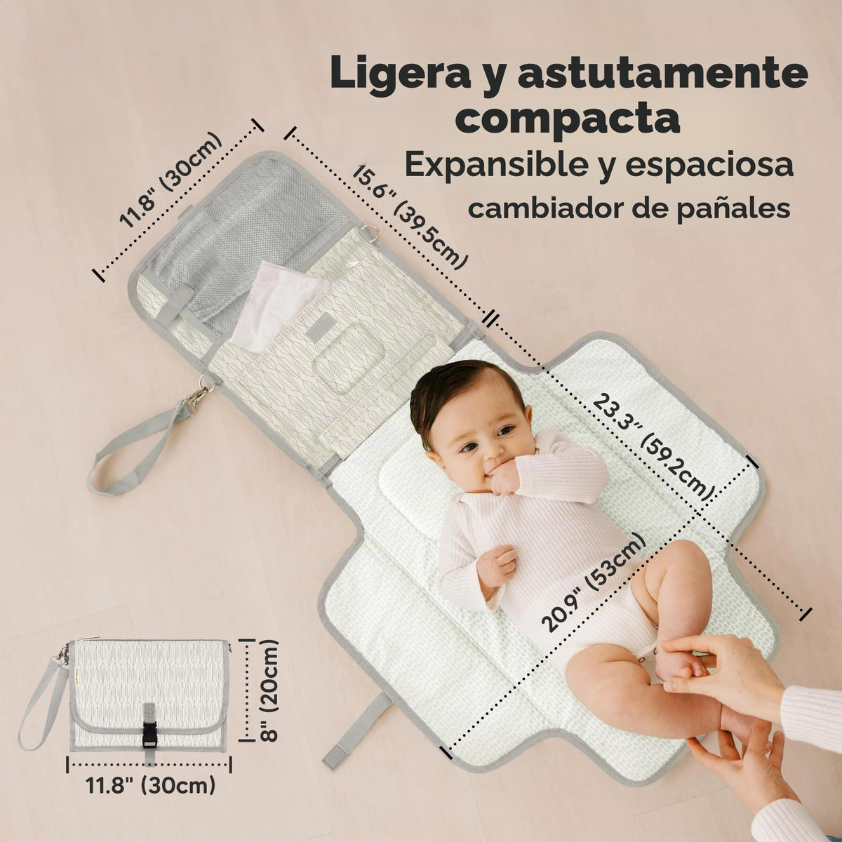 KeaBabies - Cambiador portátil para pañales – Cambiador grande impermeable para bebé, embrague de pañales de viaje compacto, bolsillos funcionales para artículos esenciales para recién nacidos,