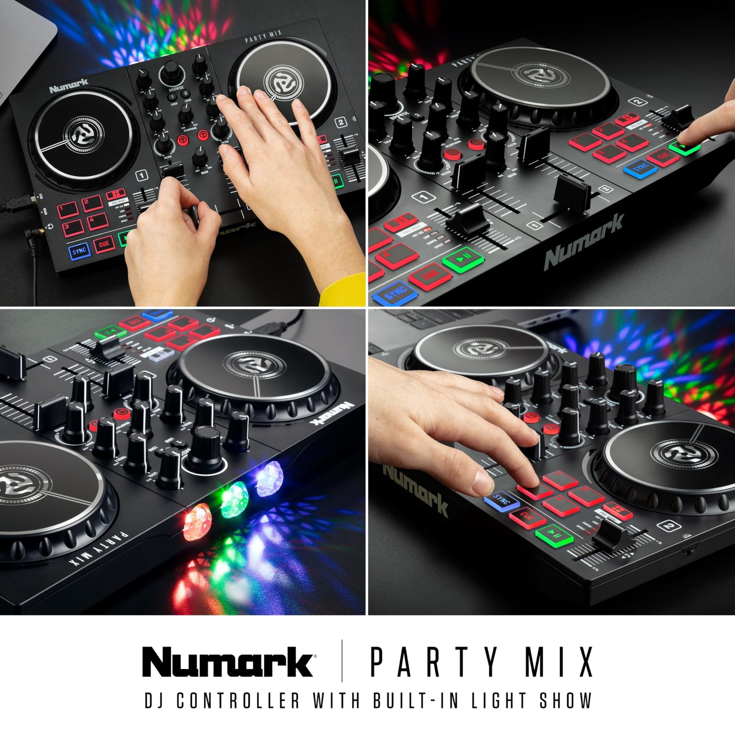 Controlador DJ Numark Party Mix II Luces Integradas para Serato DJ Lite y Algoriddim djay Pro AI