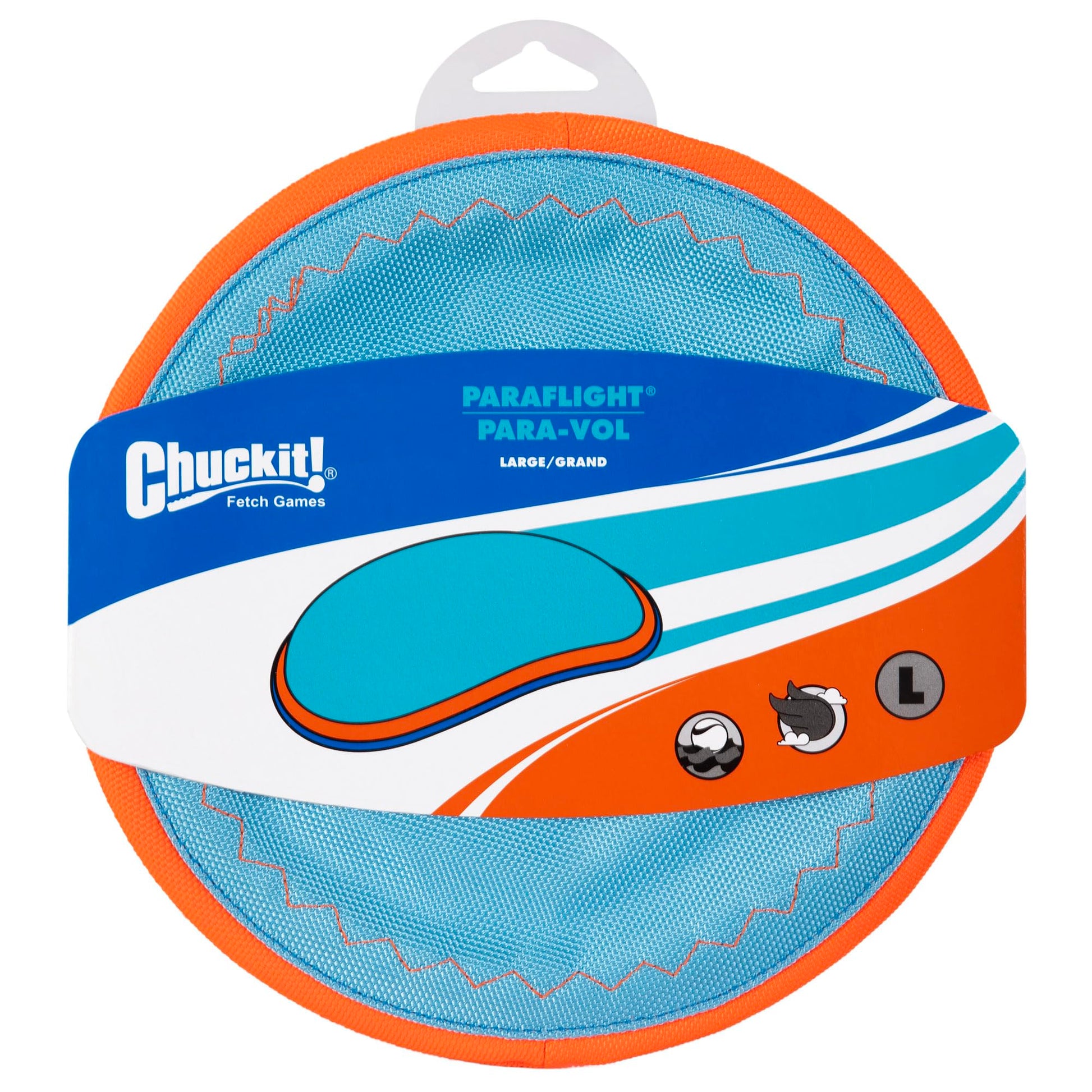 Chuckit! Juguete para perro Paraflight, Azul/Naranja, Large