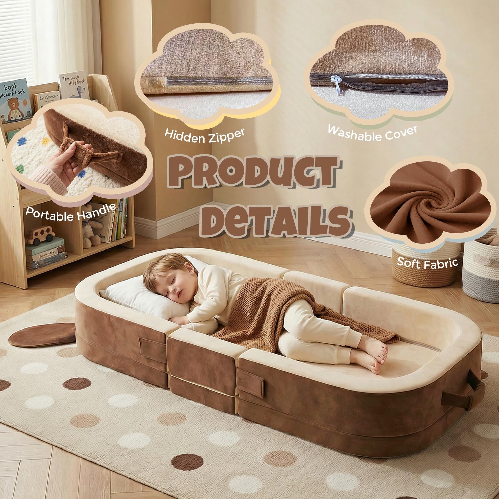 Zelladorra - Cama de viaje para niños, cama portátil para niños pequeños