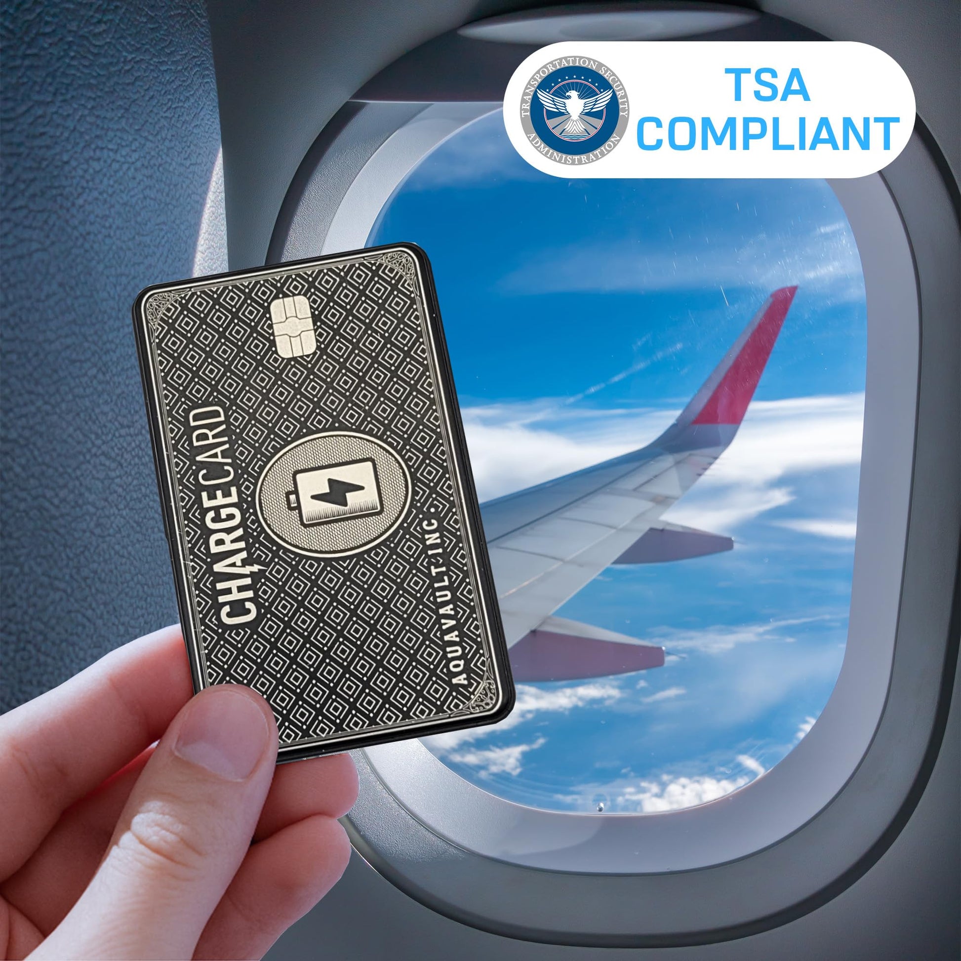 Cargador de Teléfono Portátil AquaVault ChargeCard Negro Compacto y Rápido