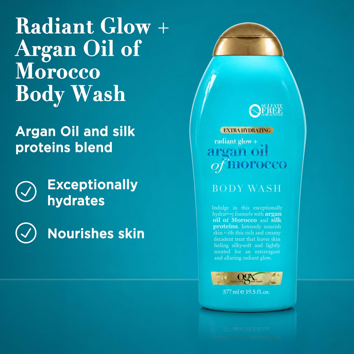 OGX, Body Wash Extra Hidratante de Aceite de Argán de Marruecos, 577 ml