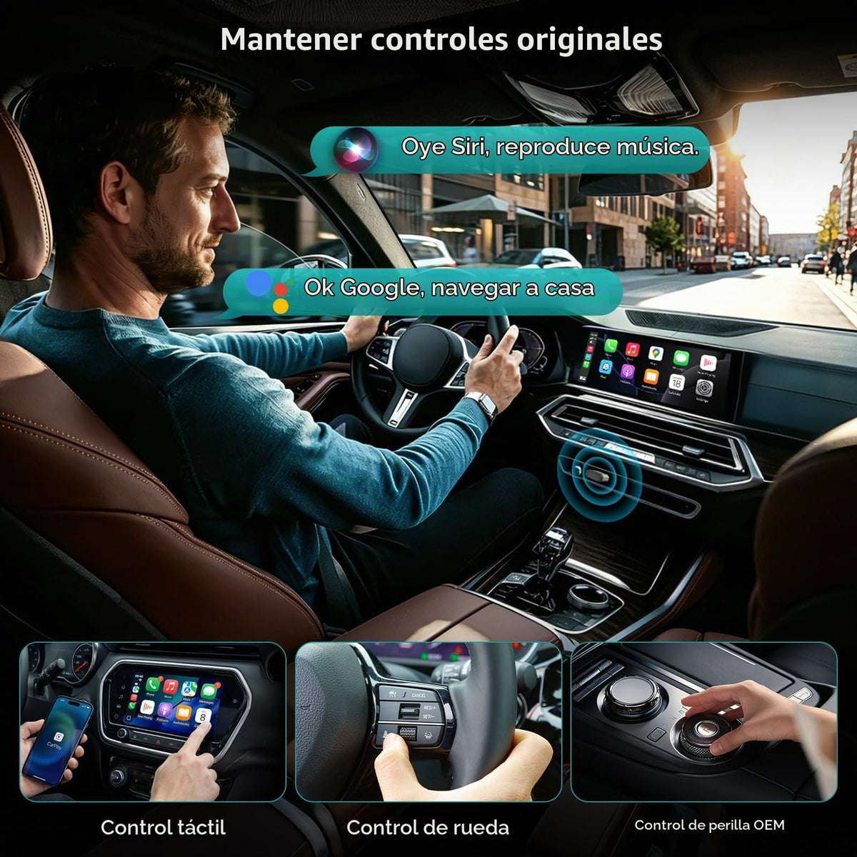 Adaptador Automático Inalámbrico Ottocast Mini Nova 2 en 1 con Reconexión Rápida y Diseño Compacto para Iphone Ios 10+