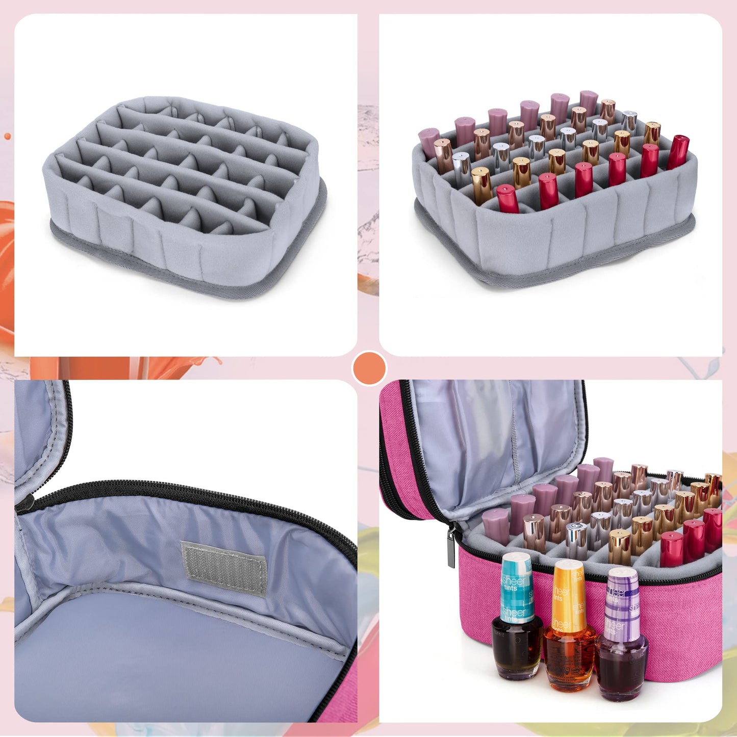 (Version 2: Hold 30 Bottles(15ml), Pink) - Luxja Nail Polish Carrying Case - Holds 30 Bottles (15ml - 0.5 fl.oz), Double-layer Organiser for Nail Polish and Manicure Set, Pink
