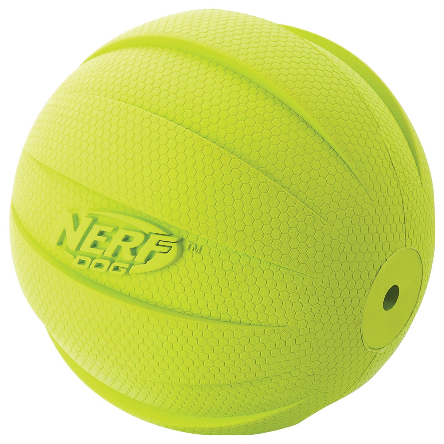 Pelota de Goma Nerf Verde con Chirriador Ligera y Resistente al Agua para Perro de Razas Medianas y Grandes
