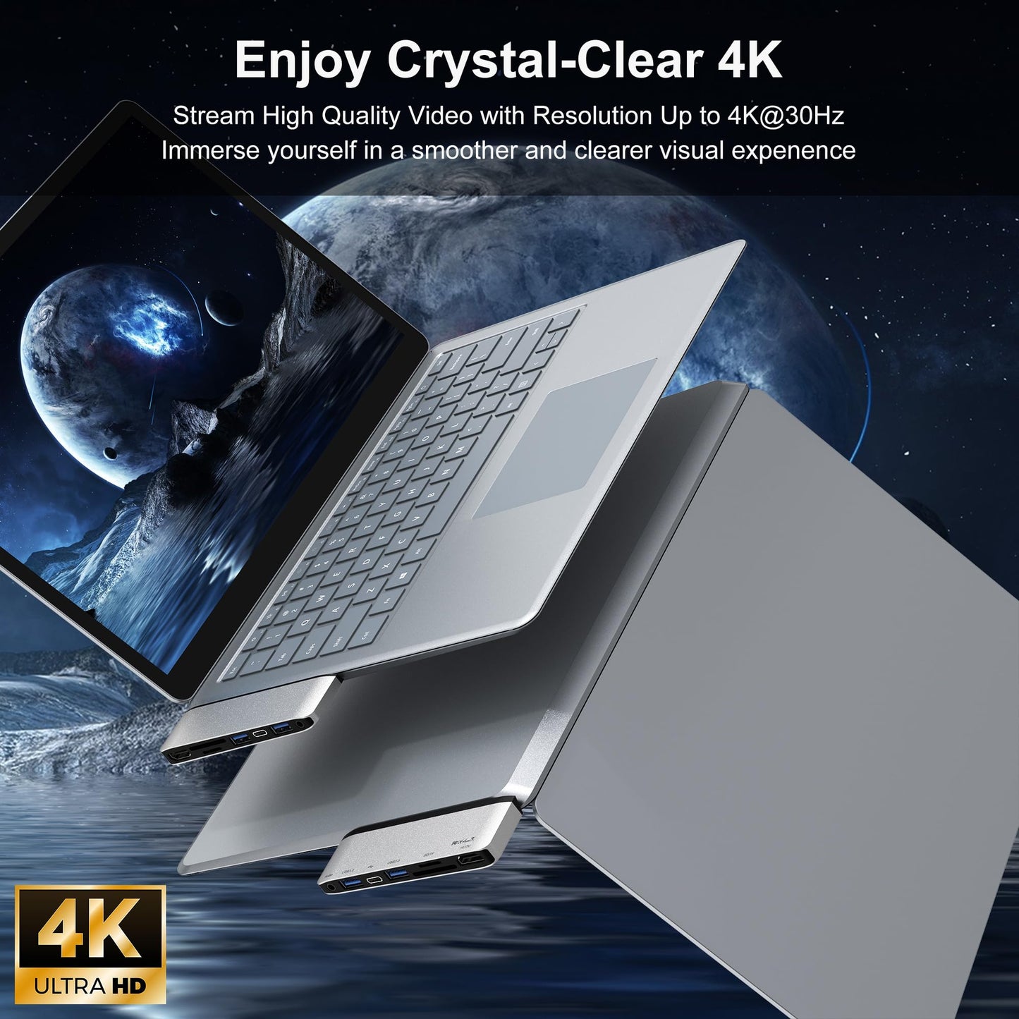 Hub Dockingstation para Surface Laptop Go/3/4/5 con HDMI 4K, USB 3.0 y USB C