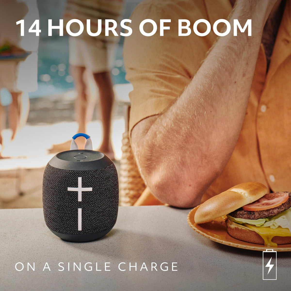 Altavoz Bluetooth Impermeable Ultimate Ears WONDERBOOM Gris con Sonido de 360 Grados y Graves Grandes para Exteriores