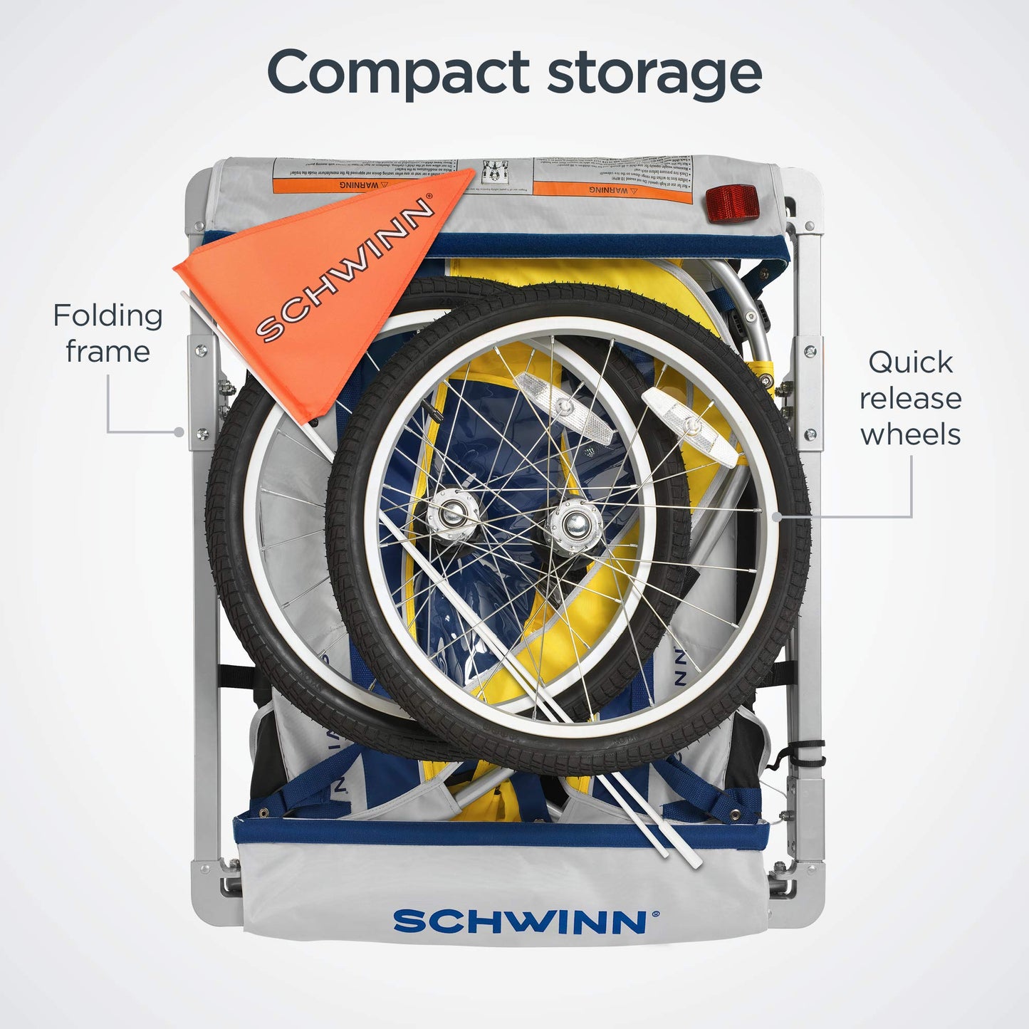 Remolque para Bicicleta Infantil Schwinn Echo Amarillo Gris con Toldo y Neumáticos de 20 Pulgadas para 2 Niños