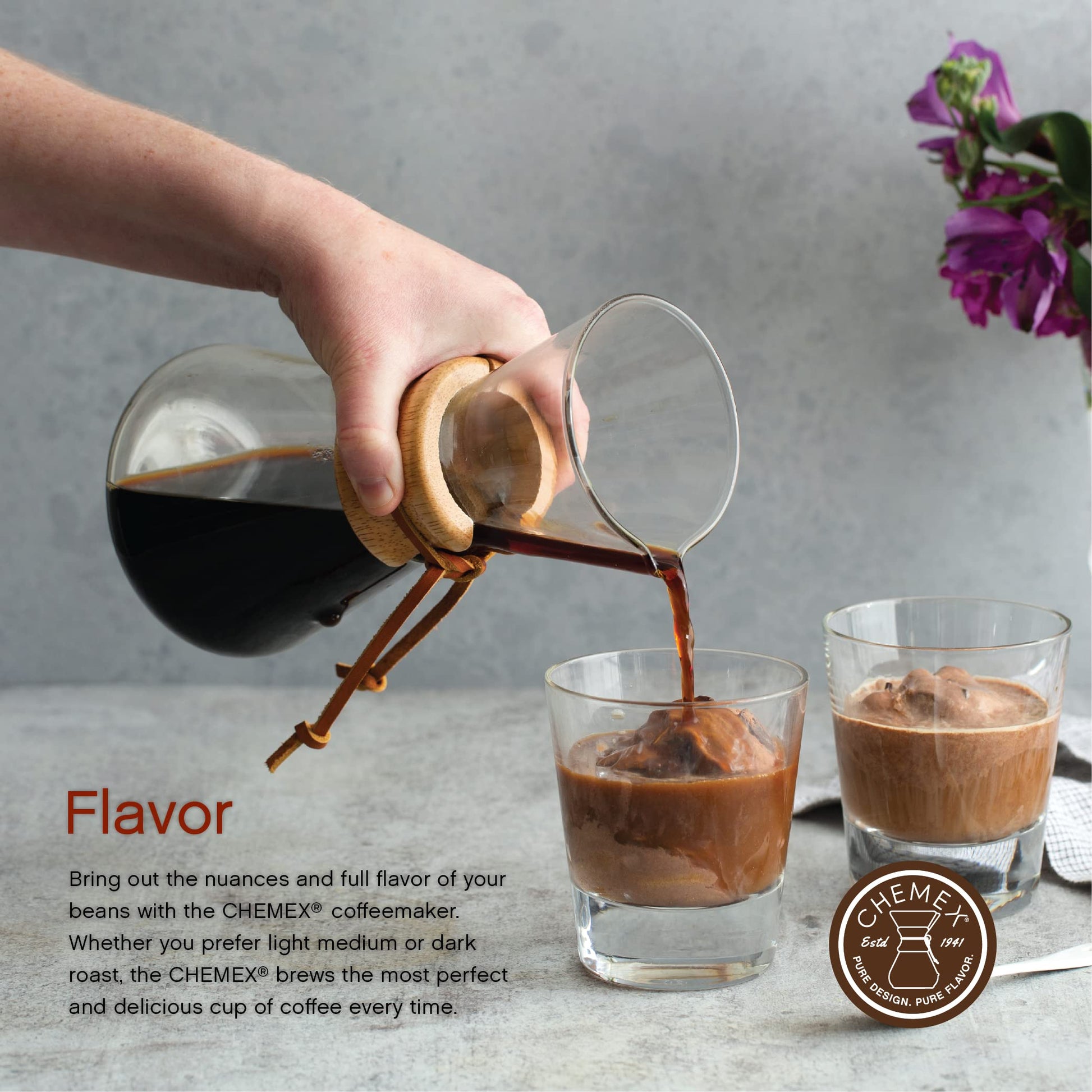 Chemex Cafetera de vidrio, Classic, Transparente, 3 Tazas, 1