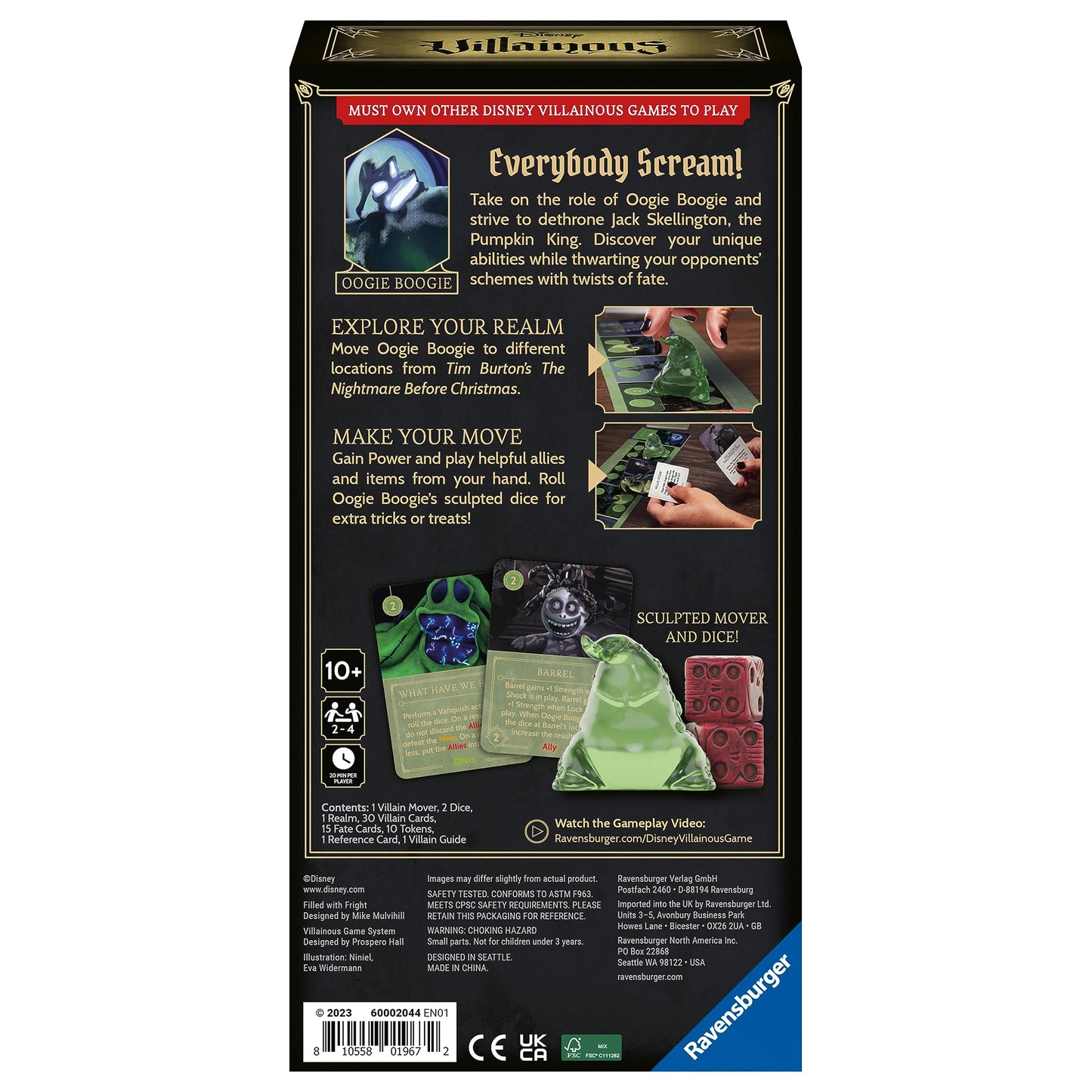 Ravensburger Disney Villainous: Lleno de susto, Juego de Mesa de Estrategia para Mayores de 10 años | Línea galardonada | con Oogie Boogie