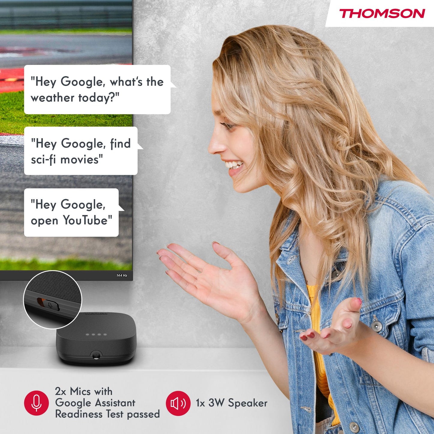 Streaming Box Thomson Plus 270 Negro con Altavoz Integrado y Google TV 4K UHD