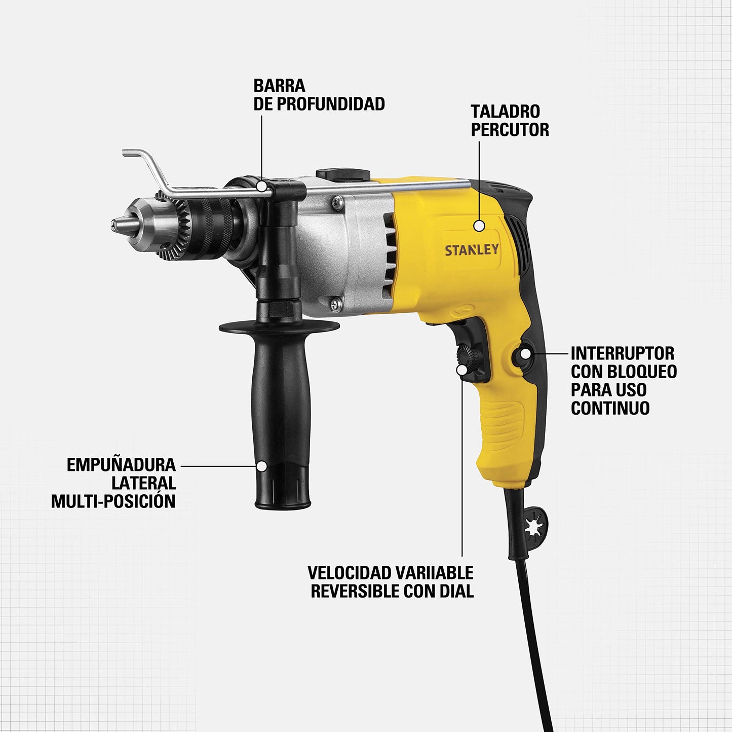STANLEY Taladro Rotomartillo 1/2" (13mm), 800W, 220V, STDH8013