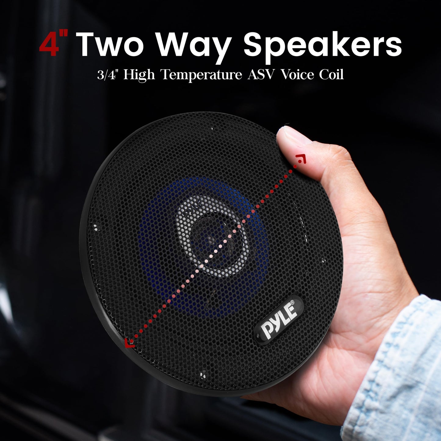 Bocinas para Auto Pyle Azul 4 Pulgadas Cono 2 Vías 180 Watts 4 Ohmios