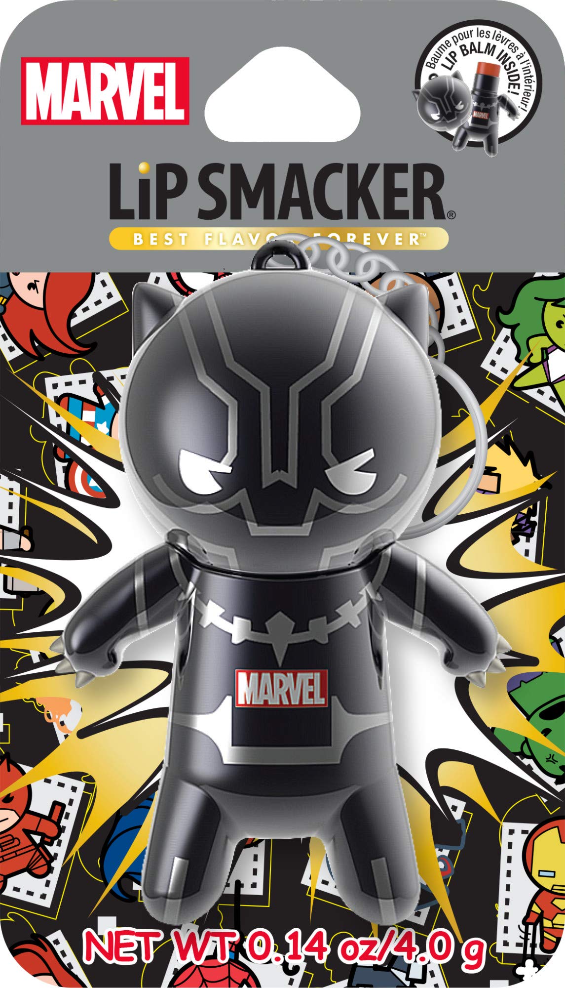 Lip Smacker Marvel Super Hero Capitán América Bálsamo labial, rojo, blanco y azul baya, 0.14 onzas (Paquete de 2), Pantera negra