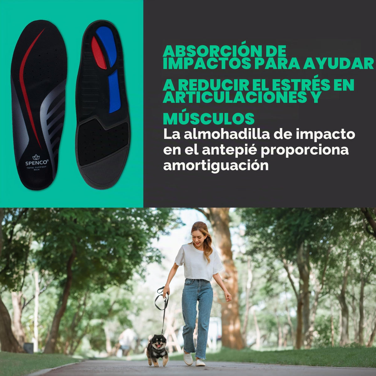 Plantillas Spenco Total Support Max Azul Negro para Hombres y Mujeres