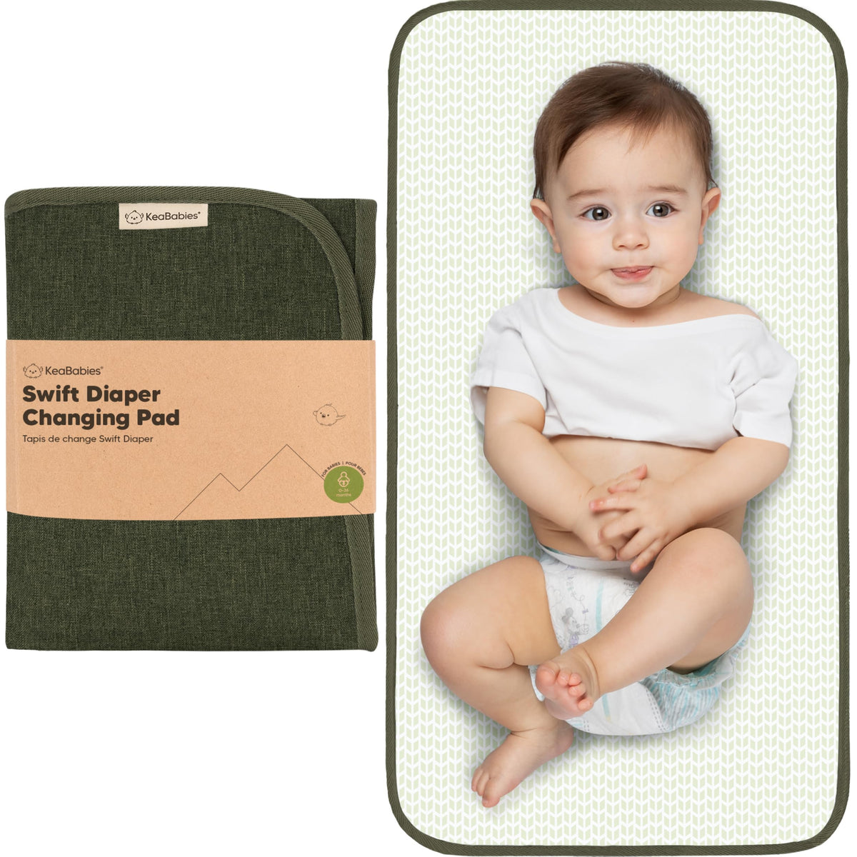 Cambiador Portátil de Pañales – Cambiador Plegable Impermeable para Bebé – Cambiador de Pañales de Viaje – Cambiador Ligero para Bebé – Lavable a Máquina (oliva Oscuro)