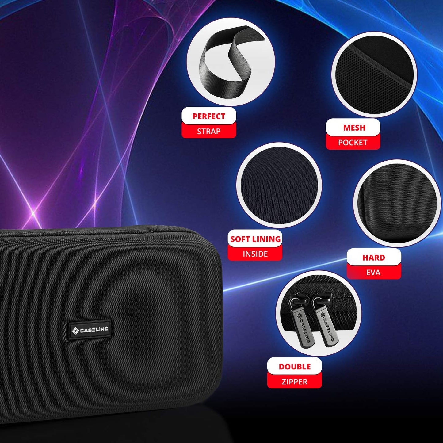 Carcasa Rígida Caseling Negra Compatible con Cargador Portátil Anker PowerCore 26800 para Viajes