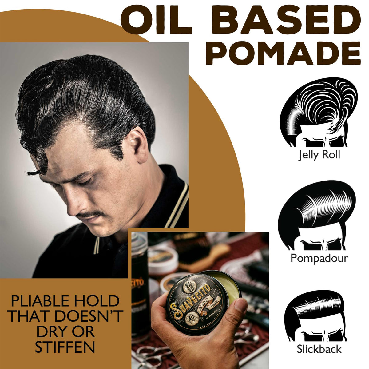 Oil Based Pomade by Suavecito for Men - 3 Oz