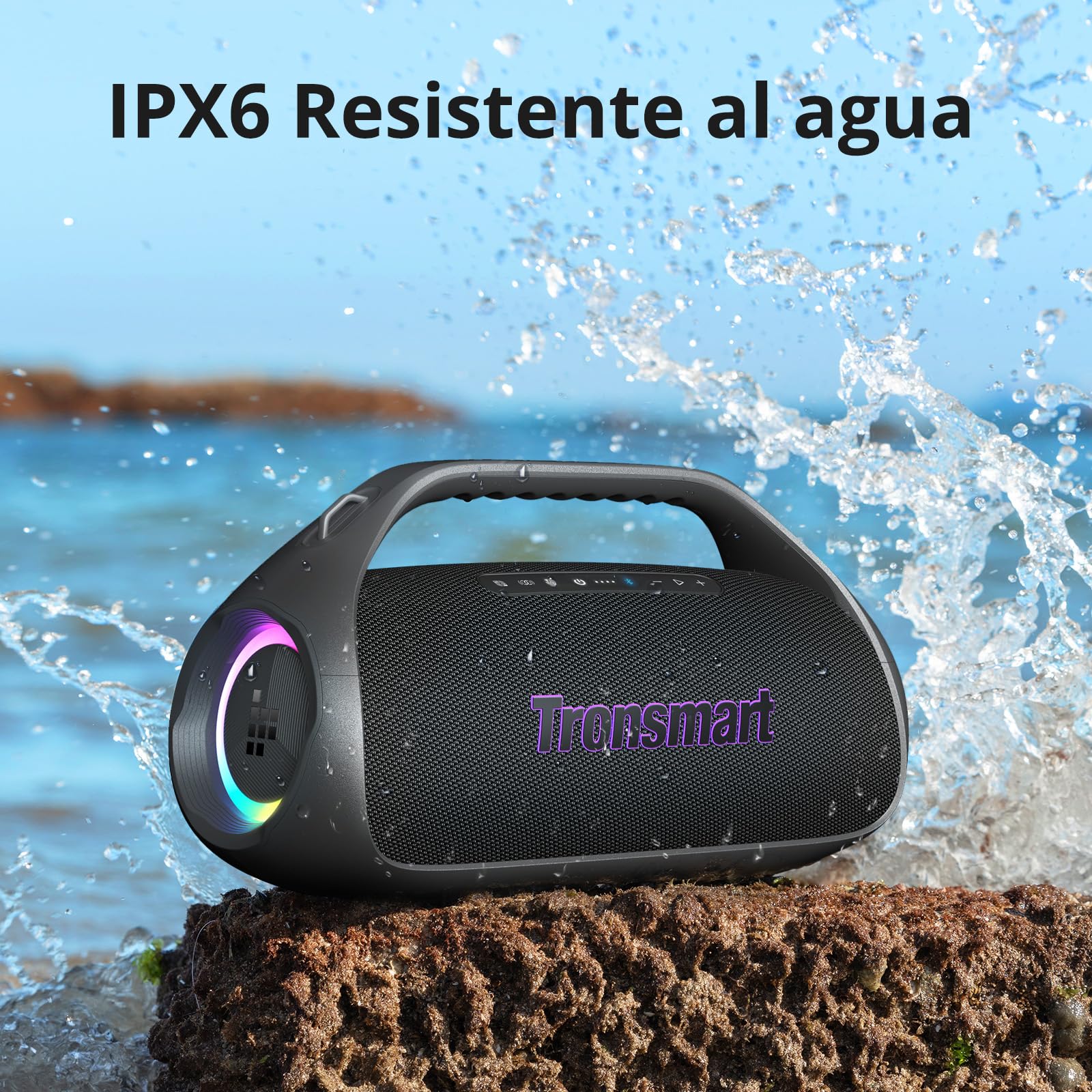 Tronsmart Bang 2 Bocina Bluetooth Portátil para Fiestas, 26H de reproducción sin Miedo al Agua, 90W de Potencia Pura, IPX6 (Negro)