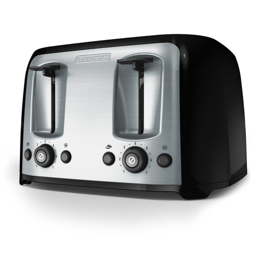 BLACK+DECKER tostador de 4 rebanadas, ranuras extra anchas, 7 ajustes de sombra, 1400 vatios, botones congelados y bagel, selector de sombra tostada, elevación adicional
