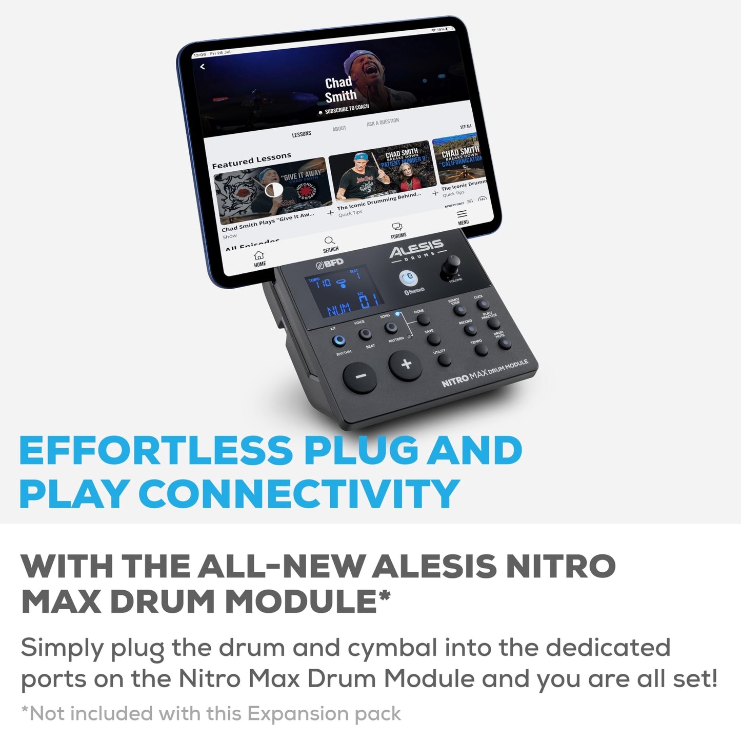 Alesis Pack de expansión Drums Nitro Max - expansión de set de batería eléctrica para kit Nitro Max, pad tom de malla, platillo 10" con choke y cables
