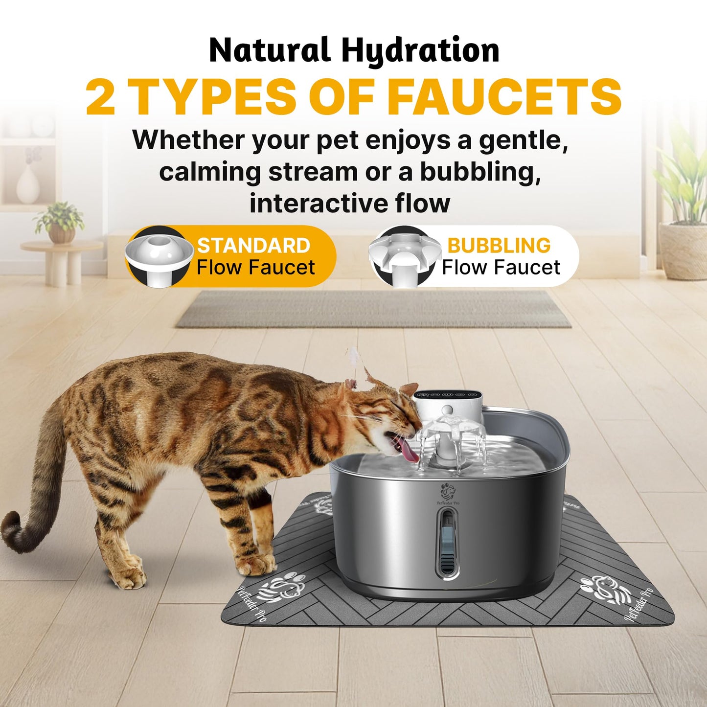 Fuente de Agua PetFeeder Pro Acero Inoxidable 3.2 l Sin Cable con Filtros para Gatos
