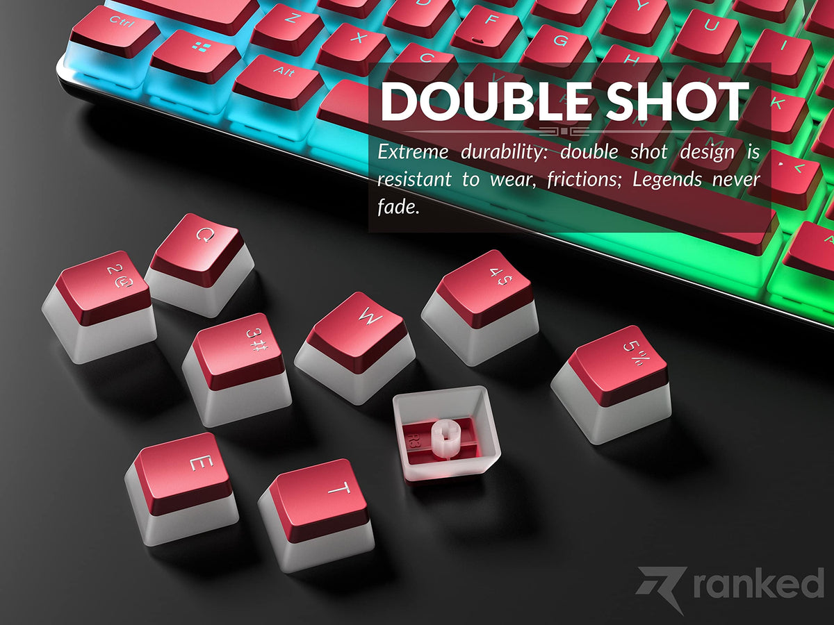 Teclas PBT Ranked Rojo Translúcidas Double Shot para Teclado Mecánico RGB Perfil OEM