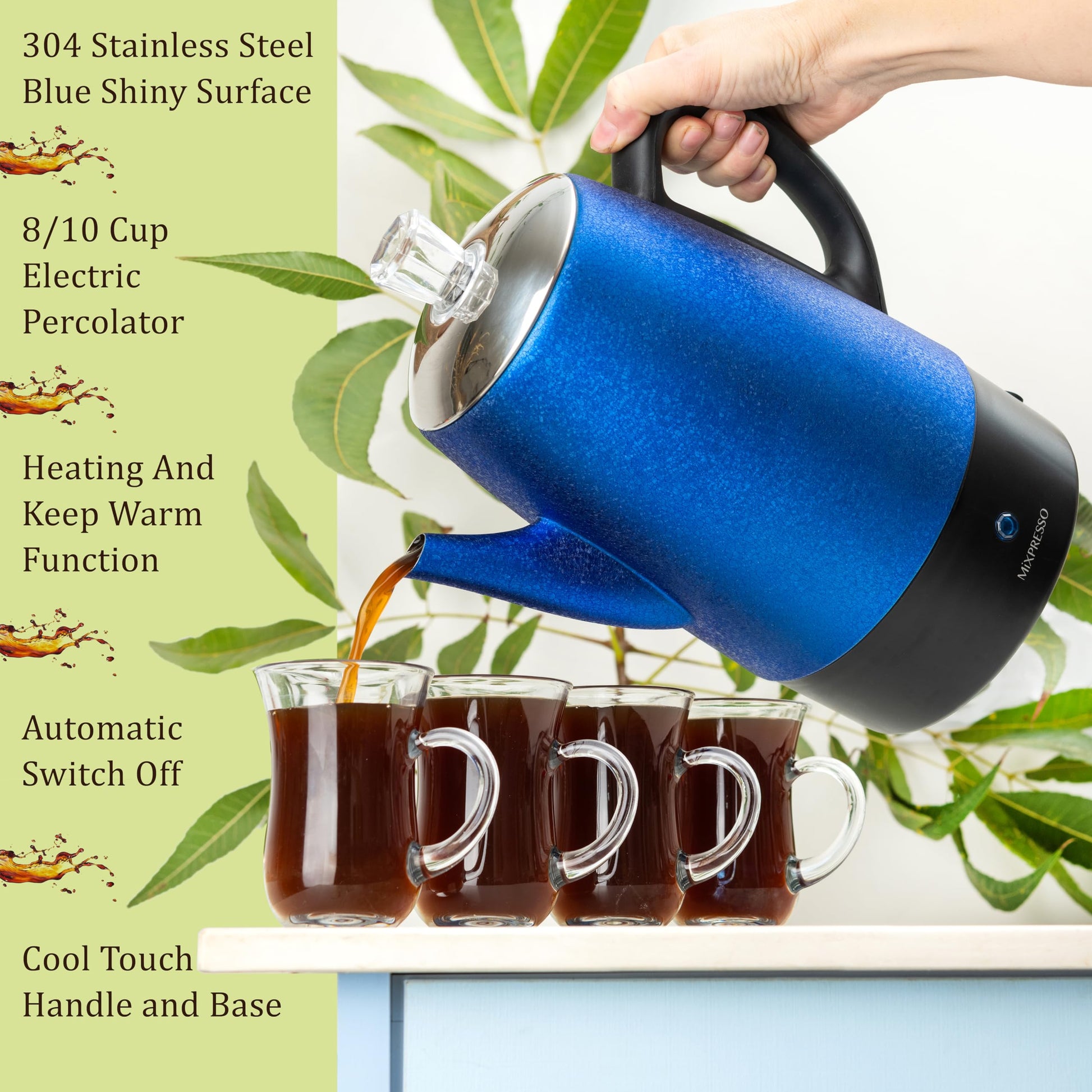 Cafetera Eléctrica Mixpresso Acero Inoxidable con Función de Mantener el Calor