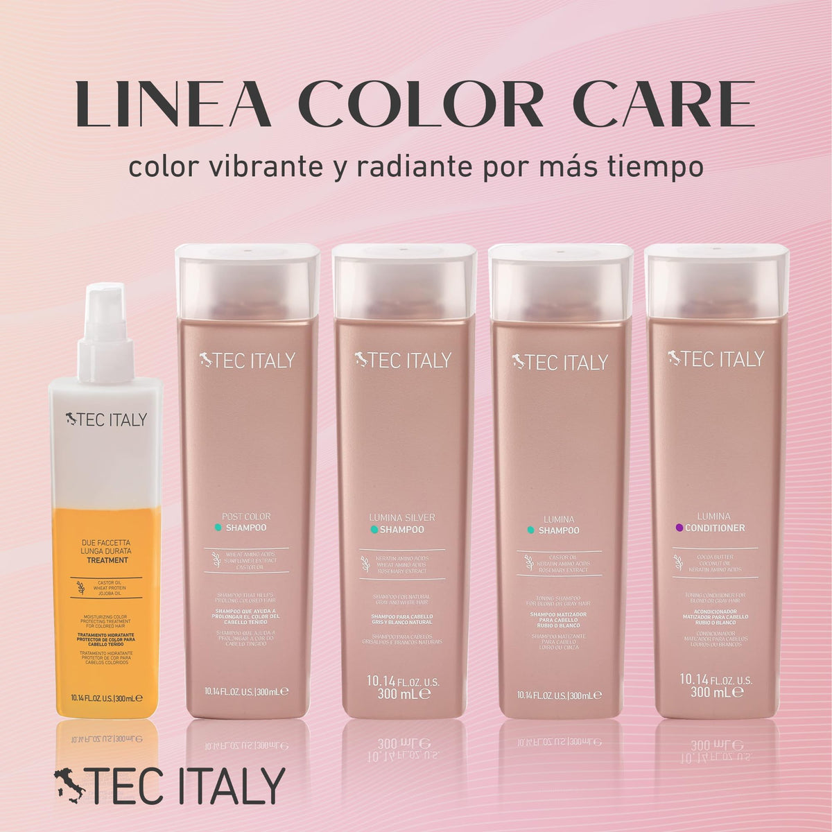 Shampoo TEC ITALY Rojo Prolonga el Color para Cabello Teñido