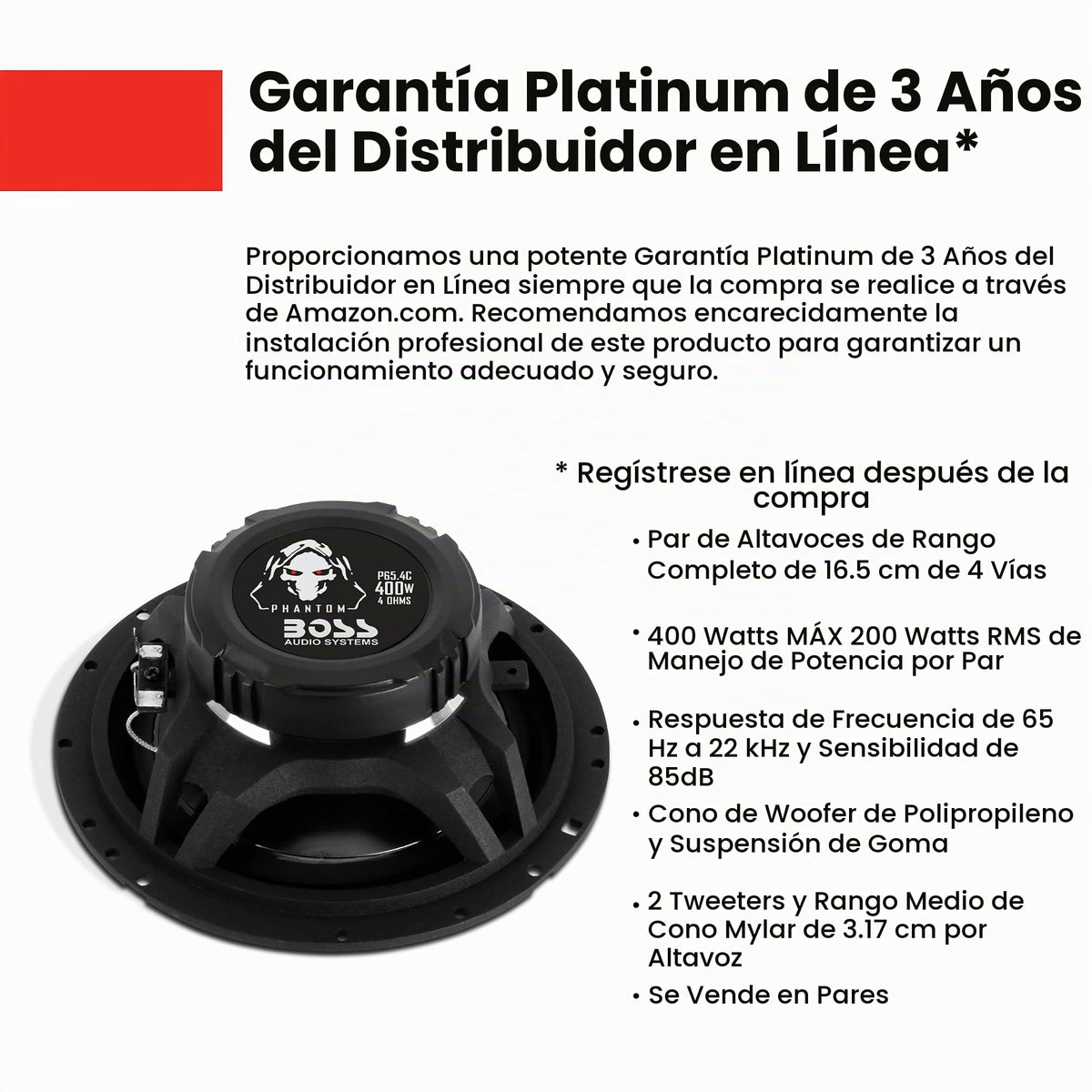 Parlantes para Automóvil Boss Audio Phantom 400 Vatios Serie Phantom de 4 Vías 6.5