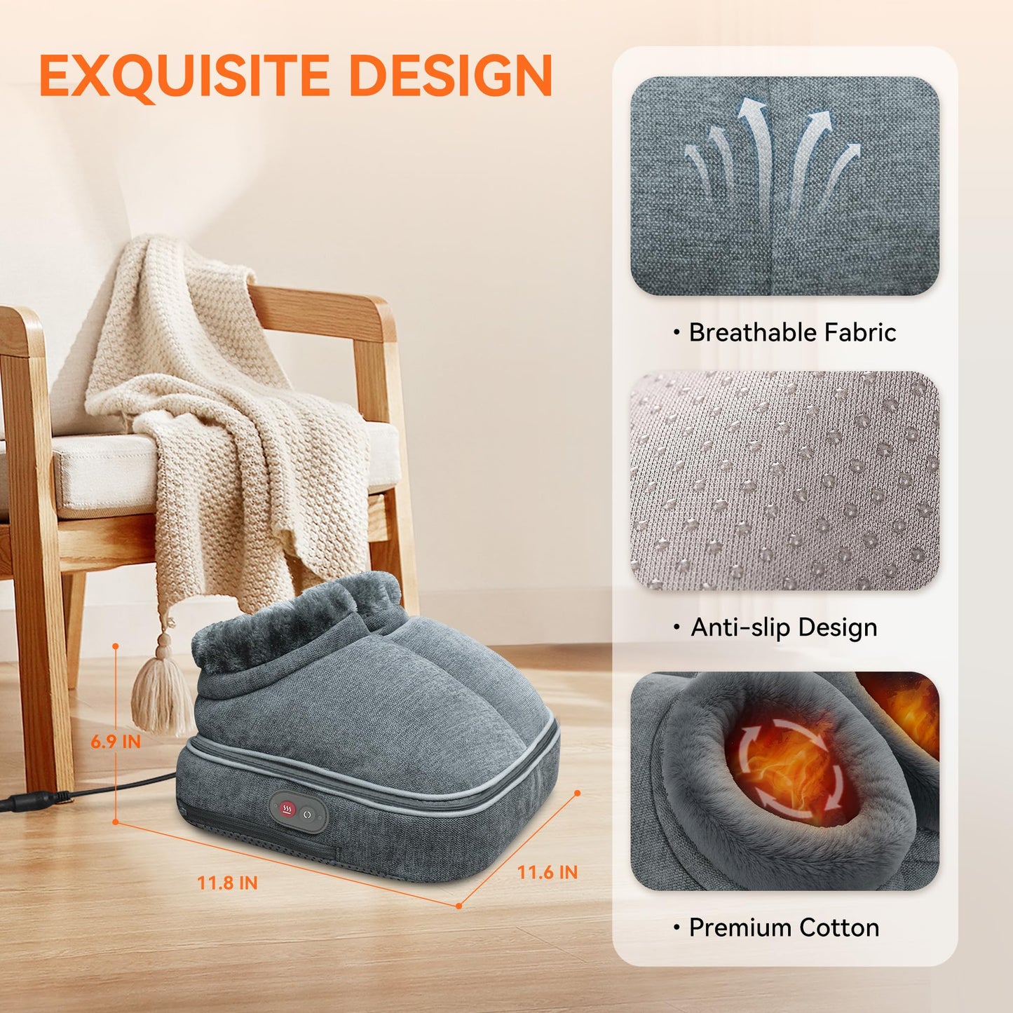Masajeador De Pies Shiatsu Snailax Electrick Con Calor Para Neuropatía y Fascitis Plantar Para Mujer y Hombre